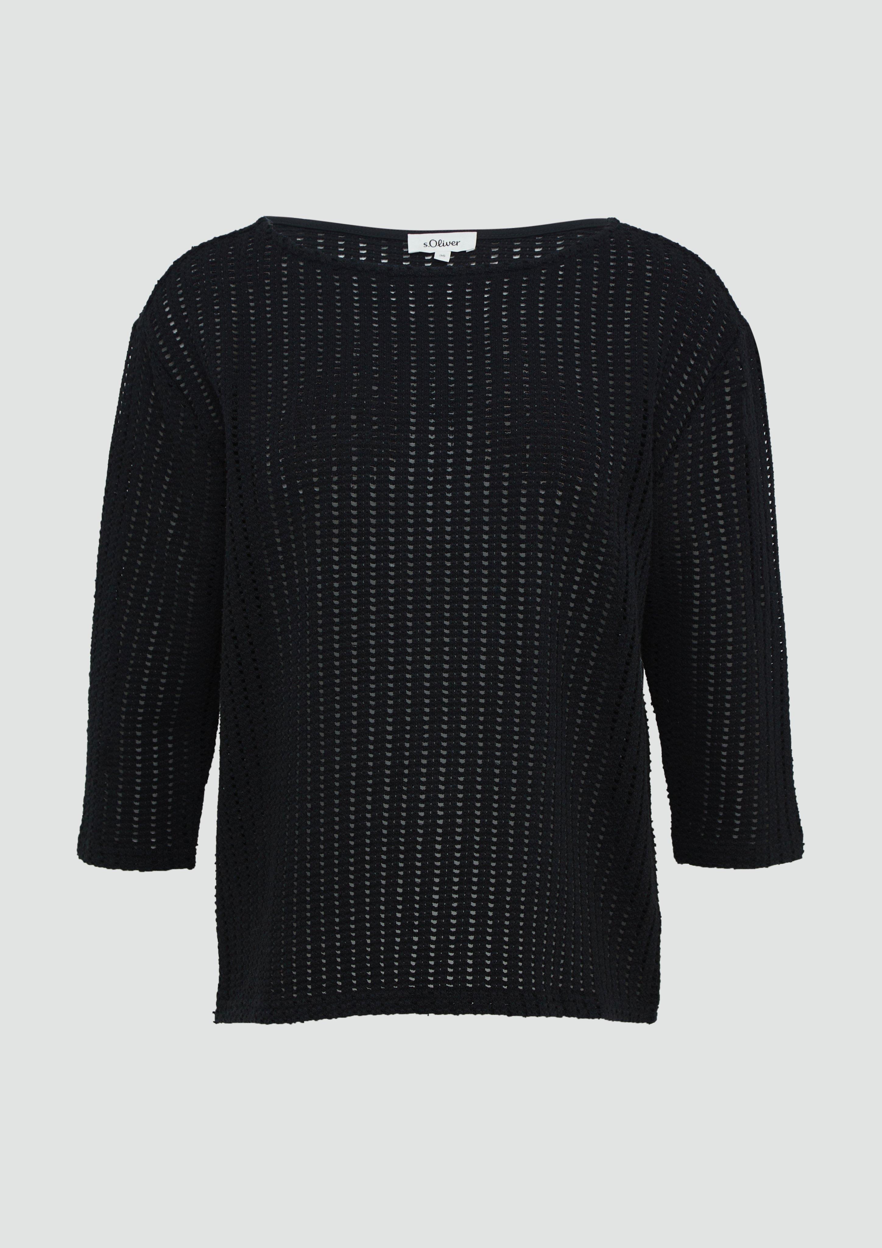 s.Oliver - Luftiges T-Shirt im Relaxed Fit, Damen, schwarz