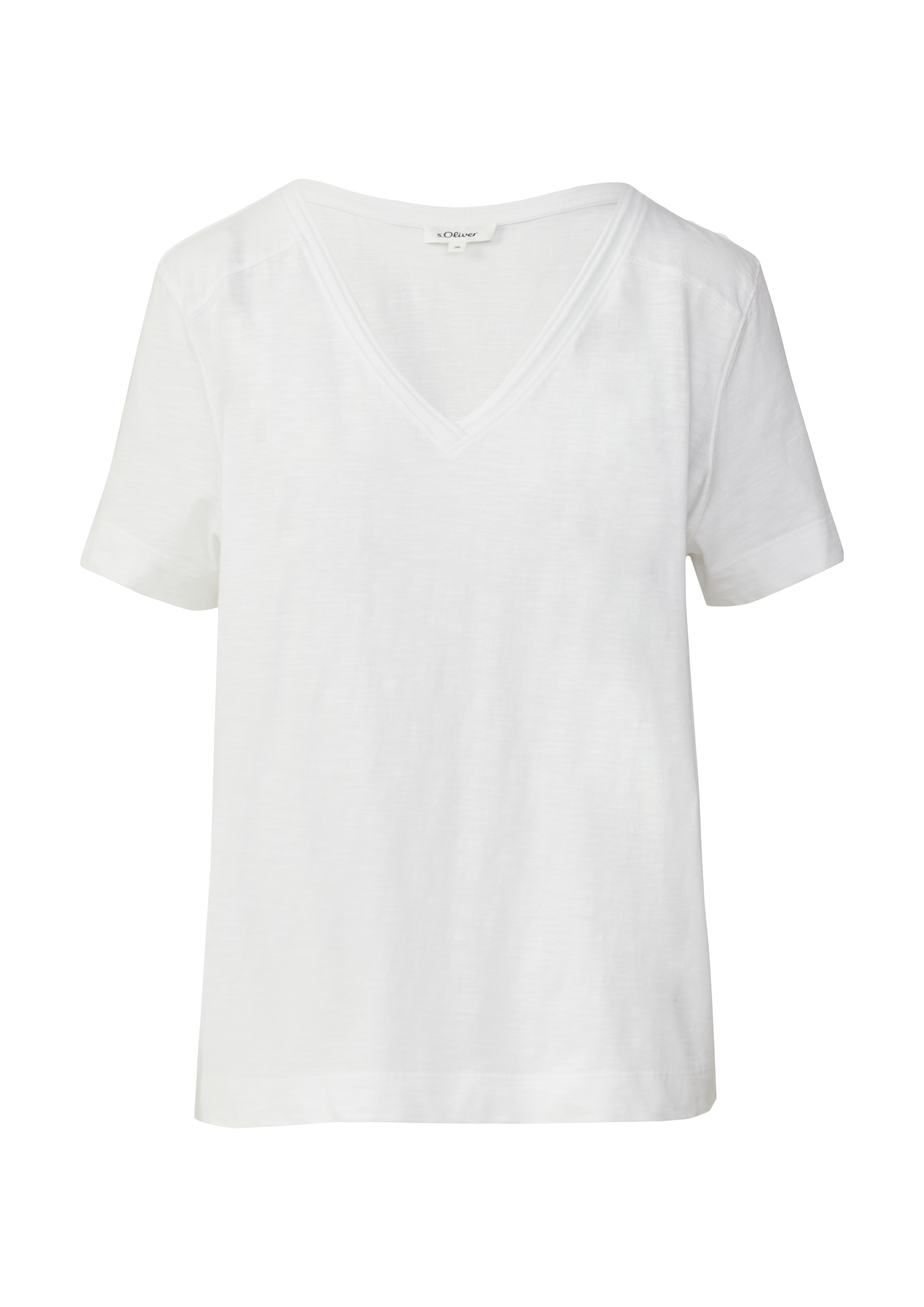 T-shirt van slubgaren met V-hals