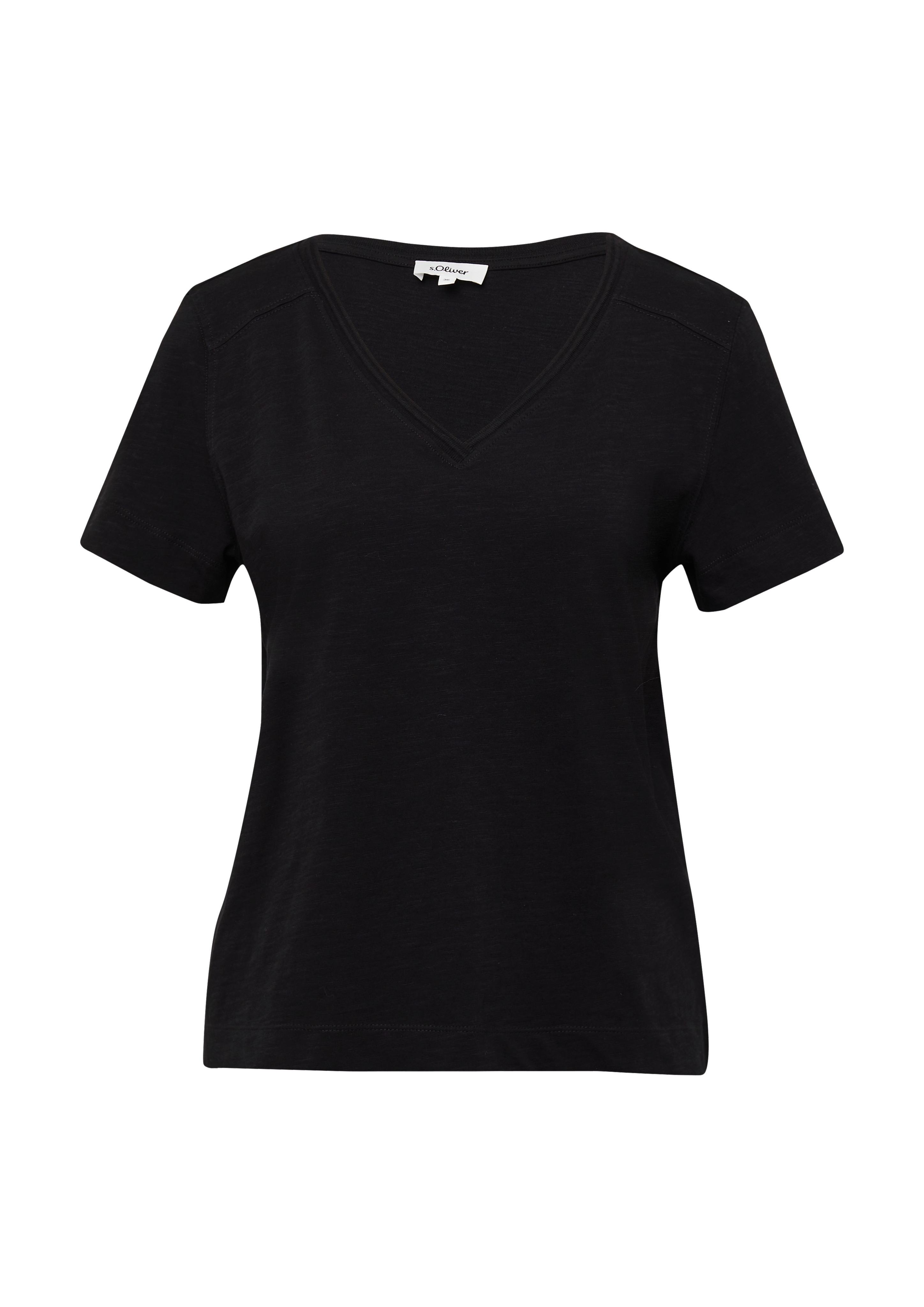T-shirt van slubgaren met V-hals
