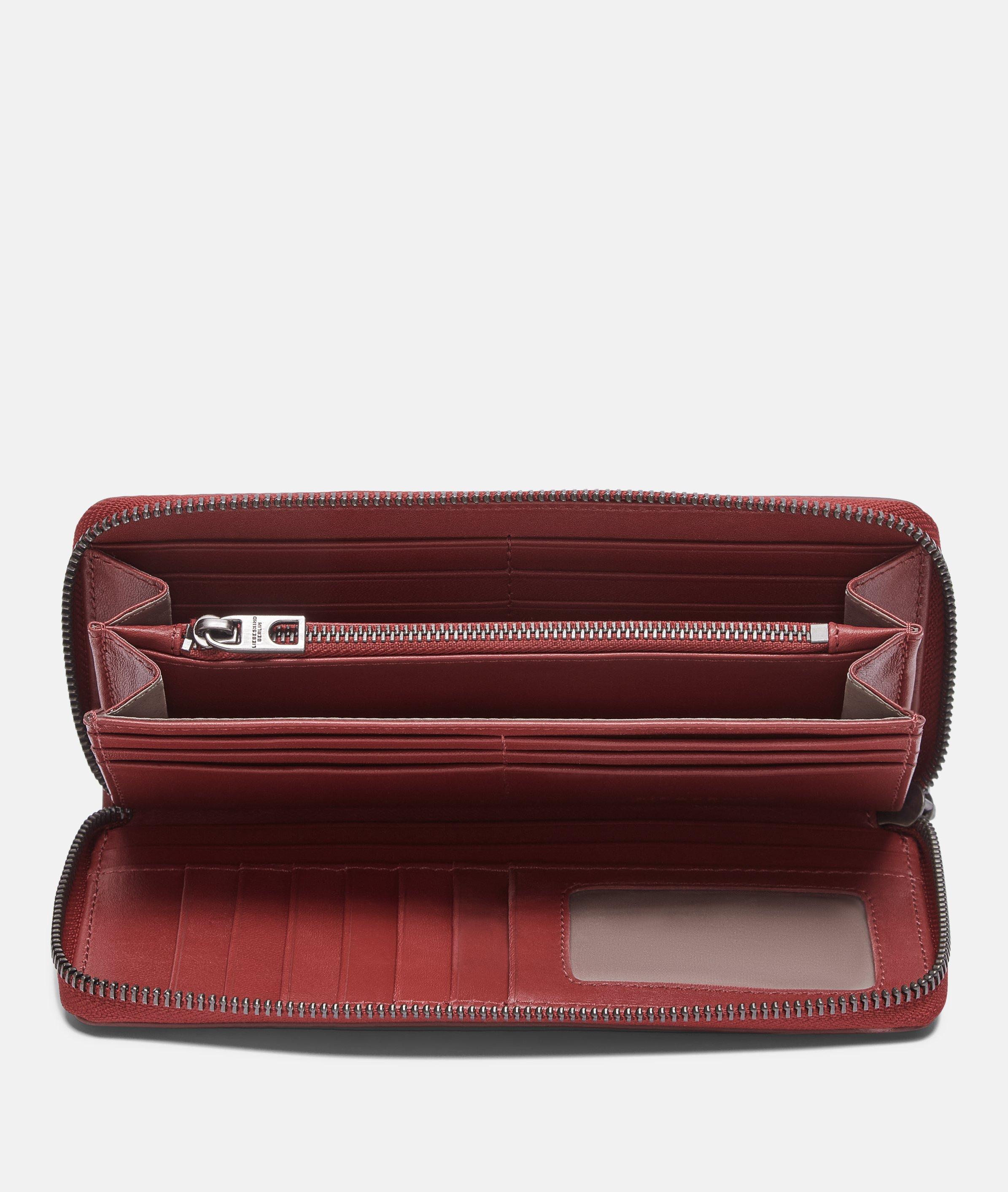 Wallet in red & beige