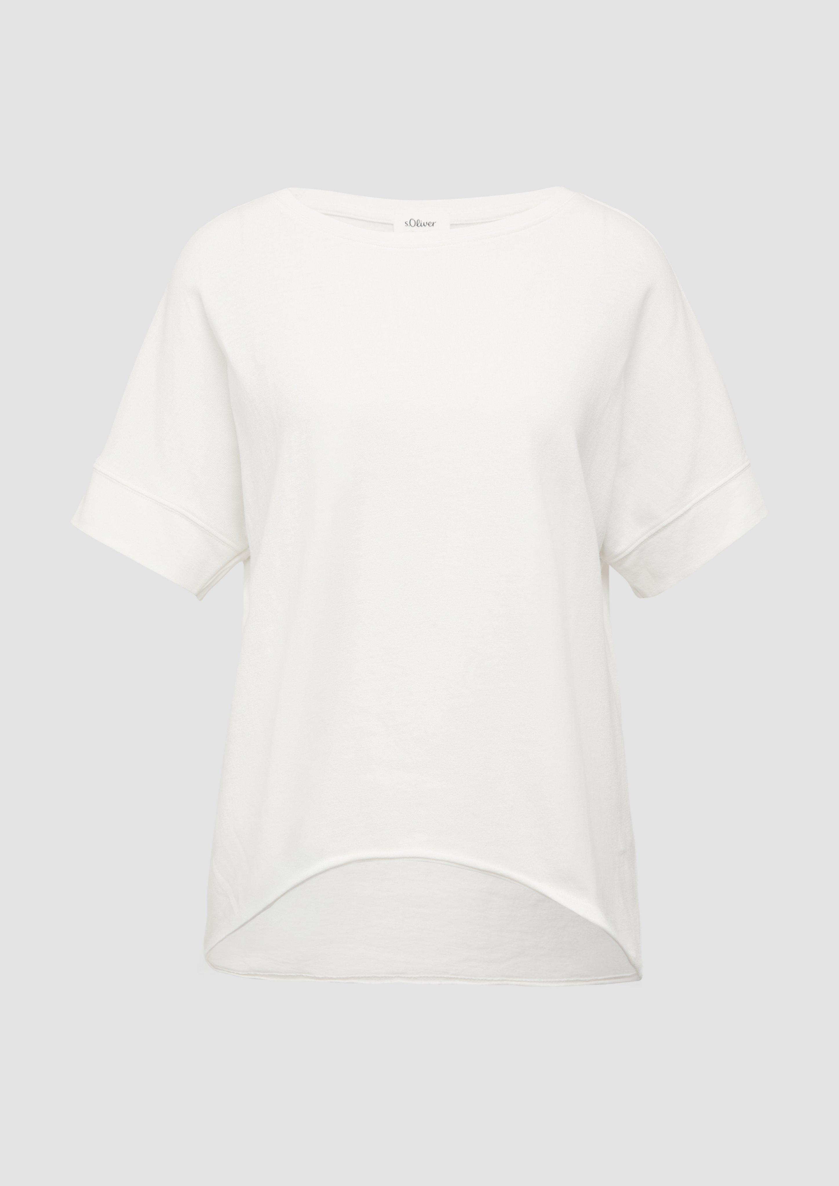 s.Oliver - Gewaschenes T-Shirt mit Ziernähten im Relaxed Fit, Damen, creme