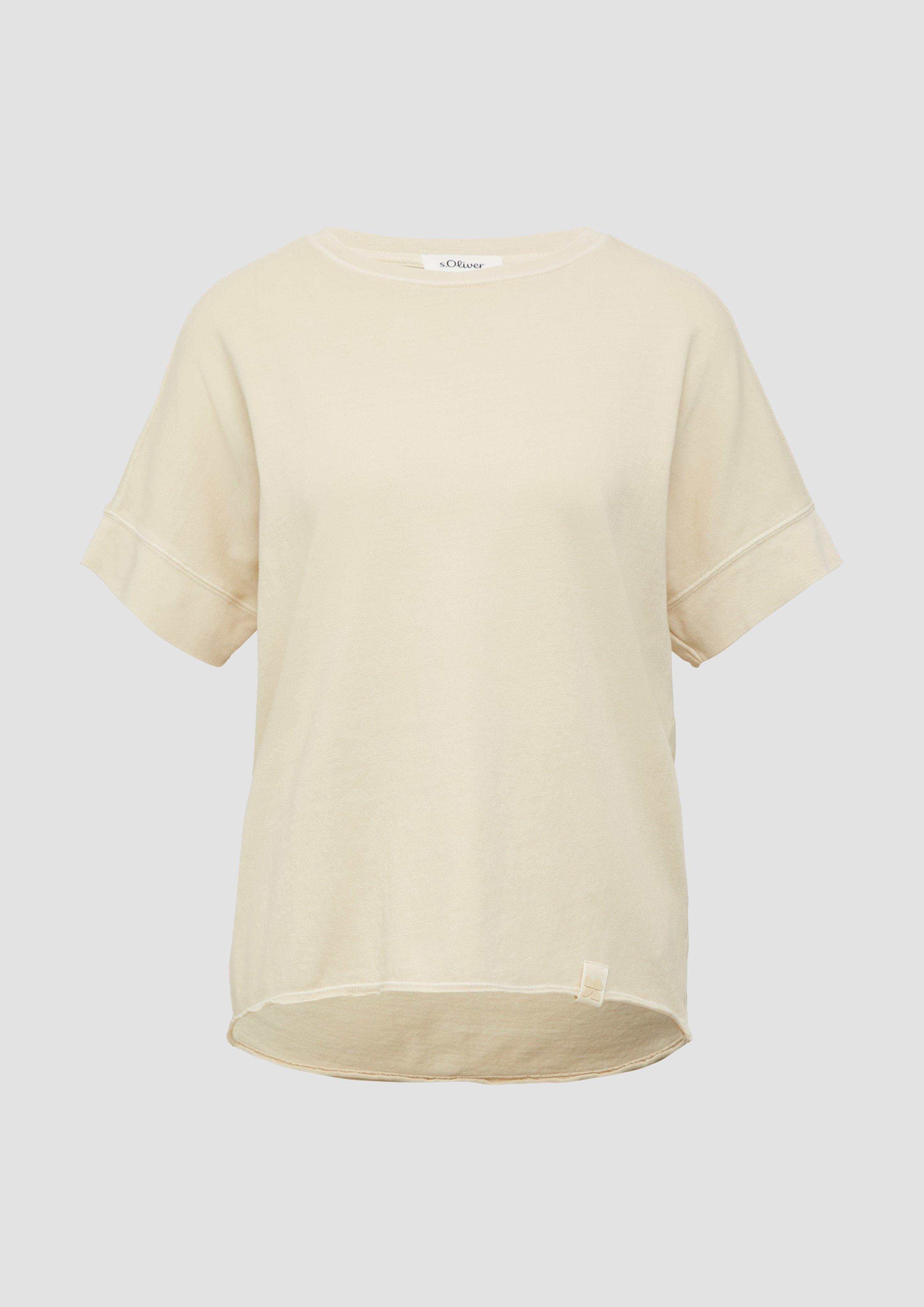s.Oliver - Gewaschenes T-Shirt mit Ziernähten im Relaxed Fit, Damen, gelb