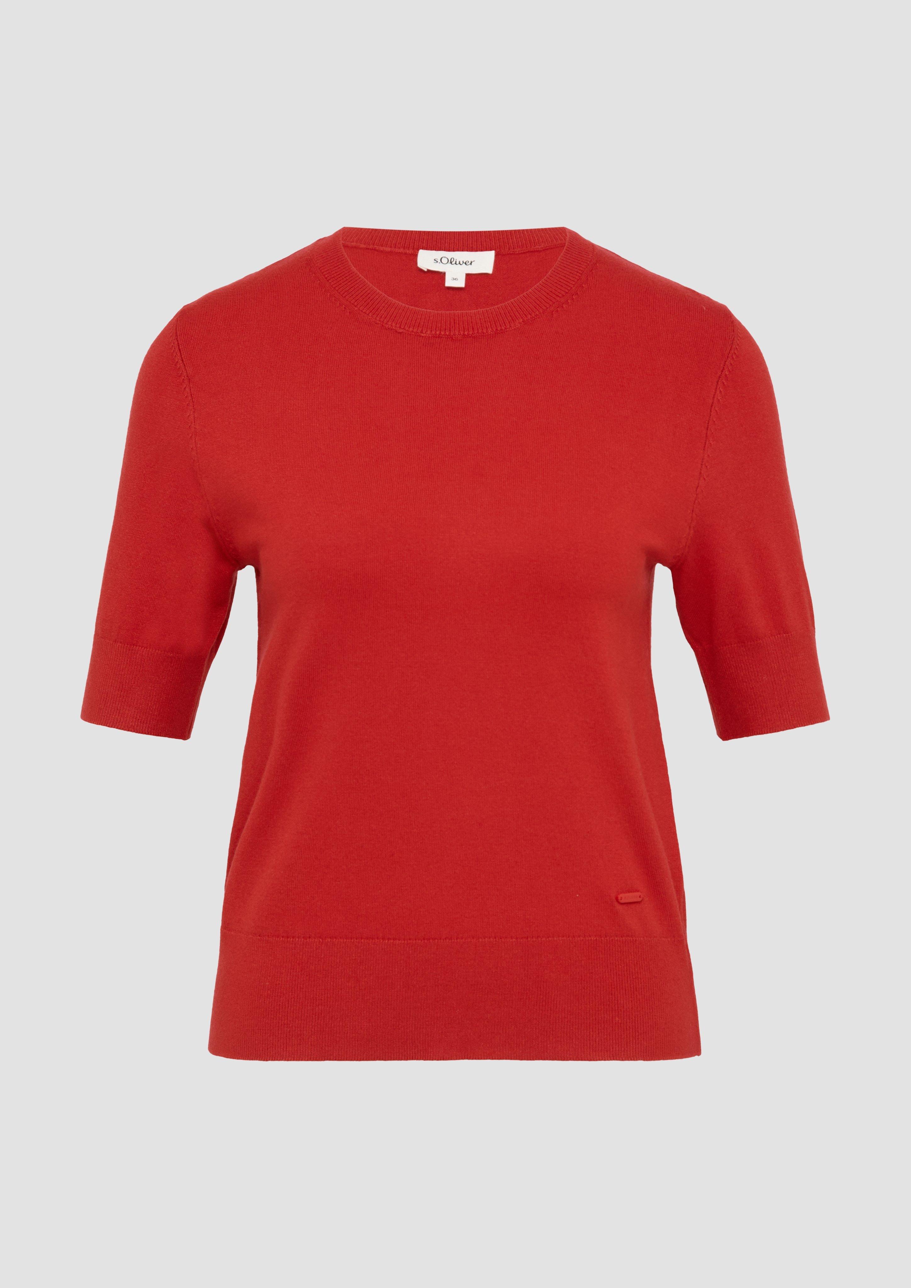 s.Oliver - Kurzärmeliger Strickpullover aus Viskosemix, Damen, rot