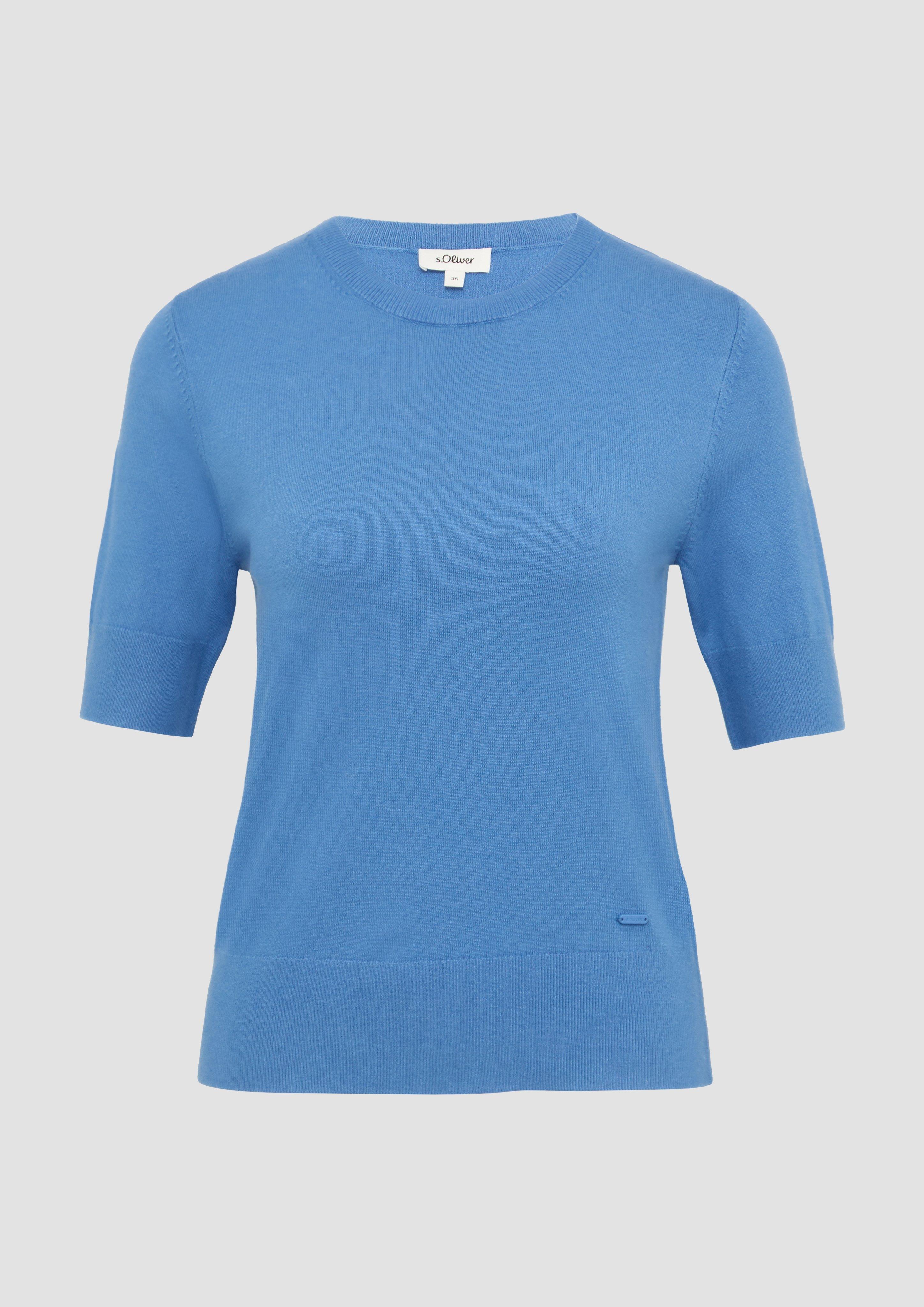 s.Oliver - Kurzärmeliger Strickpullover aus Viskosemix, Damen, blau