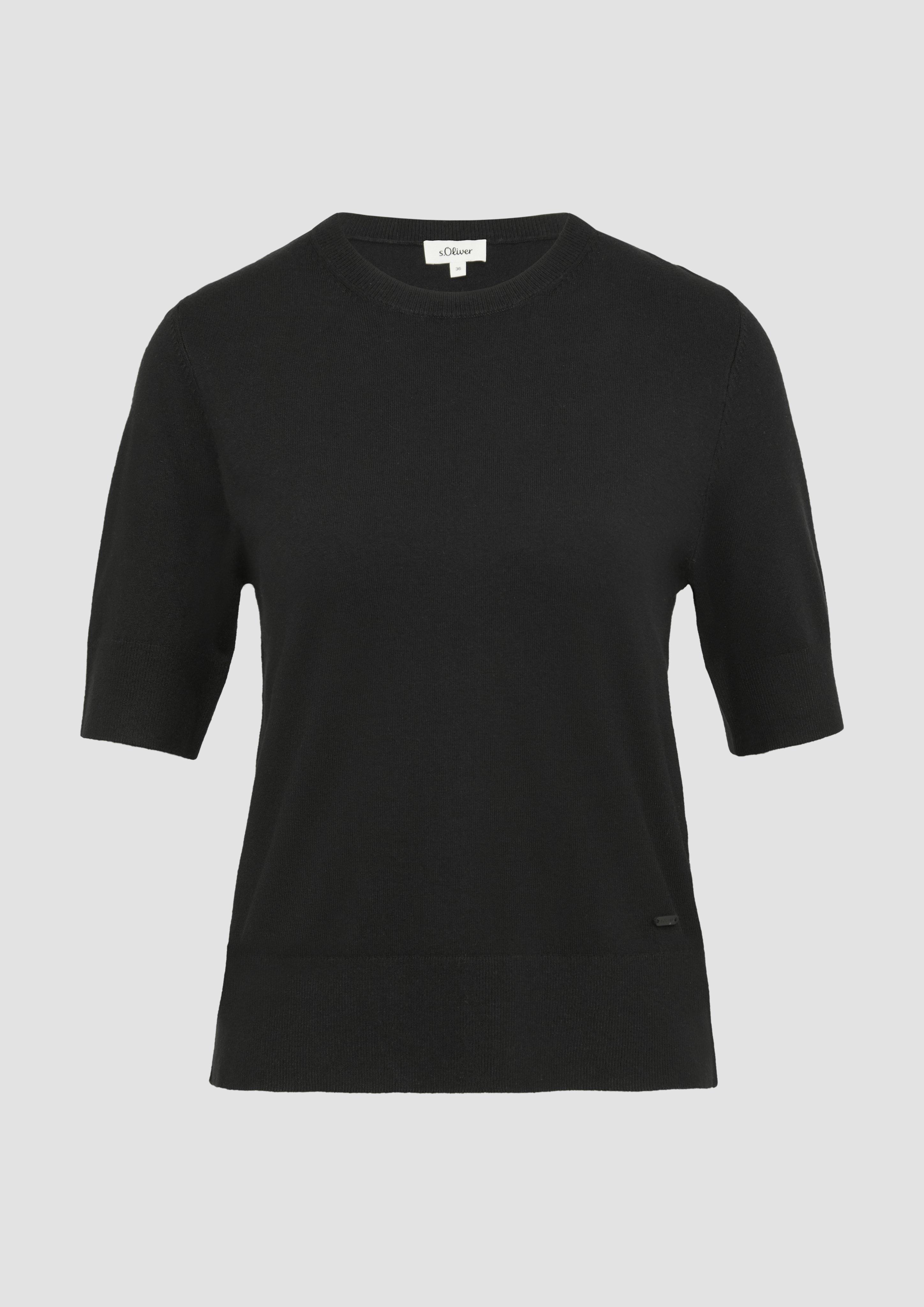 s.Oliver - Kurzärmeliger Strickpullover aus Viskosemix, Damen, schwarz