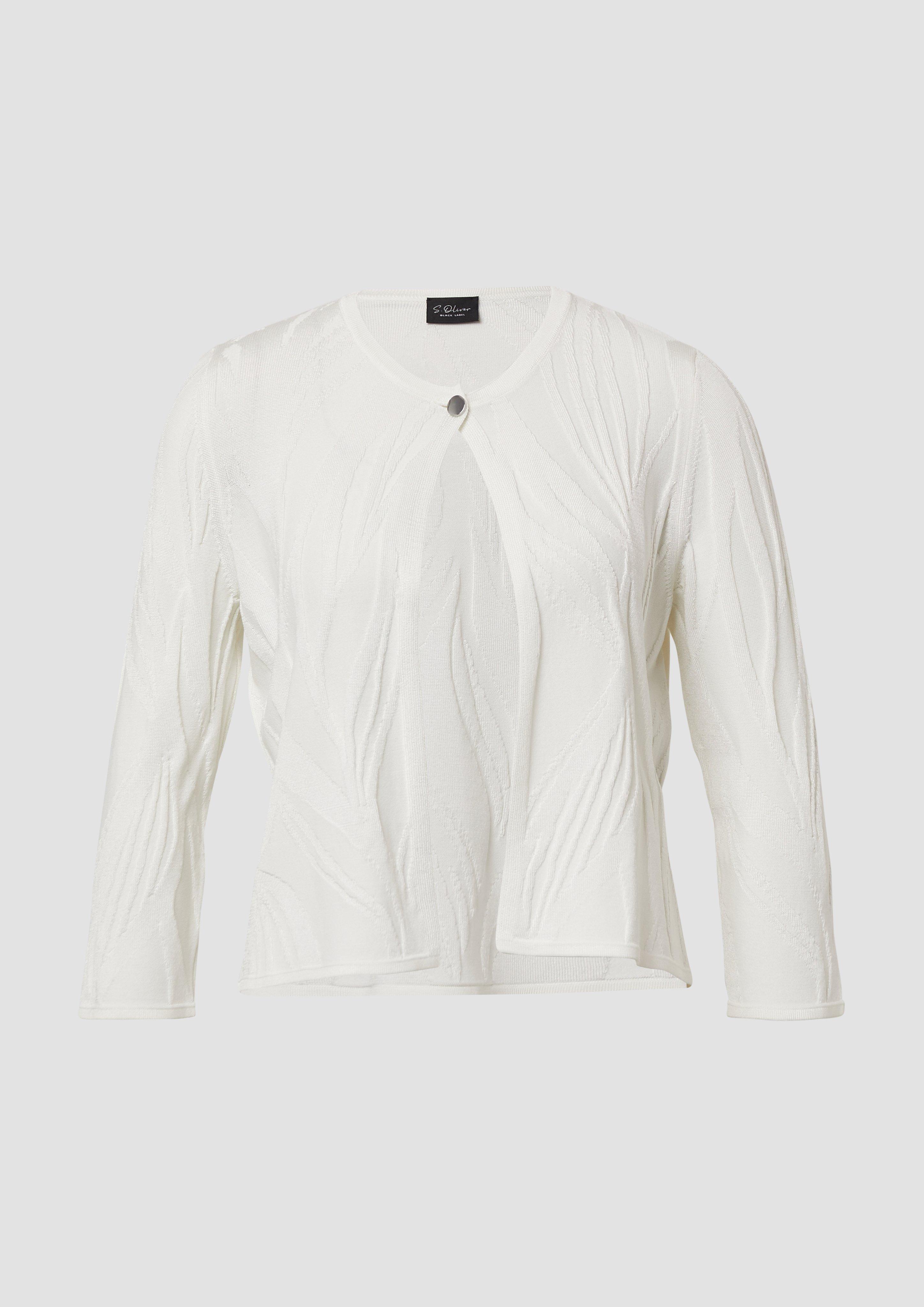 s.Oliver - Kurzer Cardigan mit Strukturmuster und 3/4-Ärmeln, Damen, creme