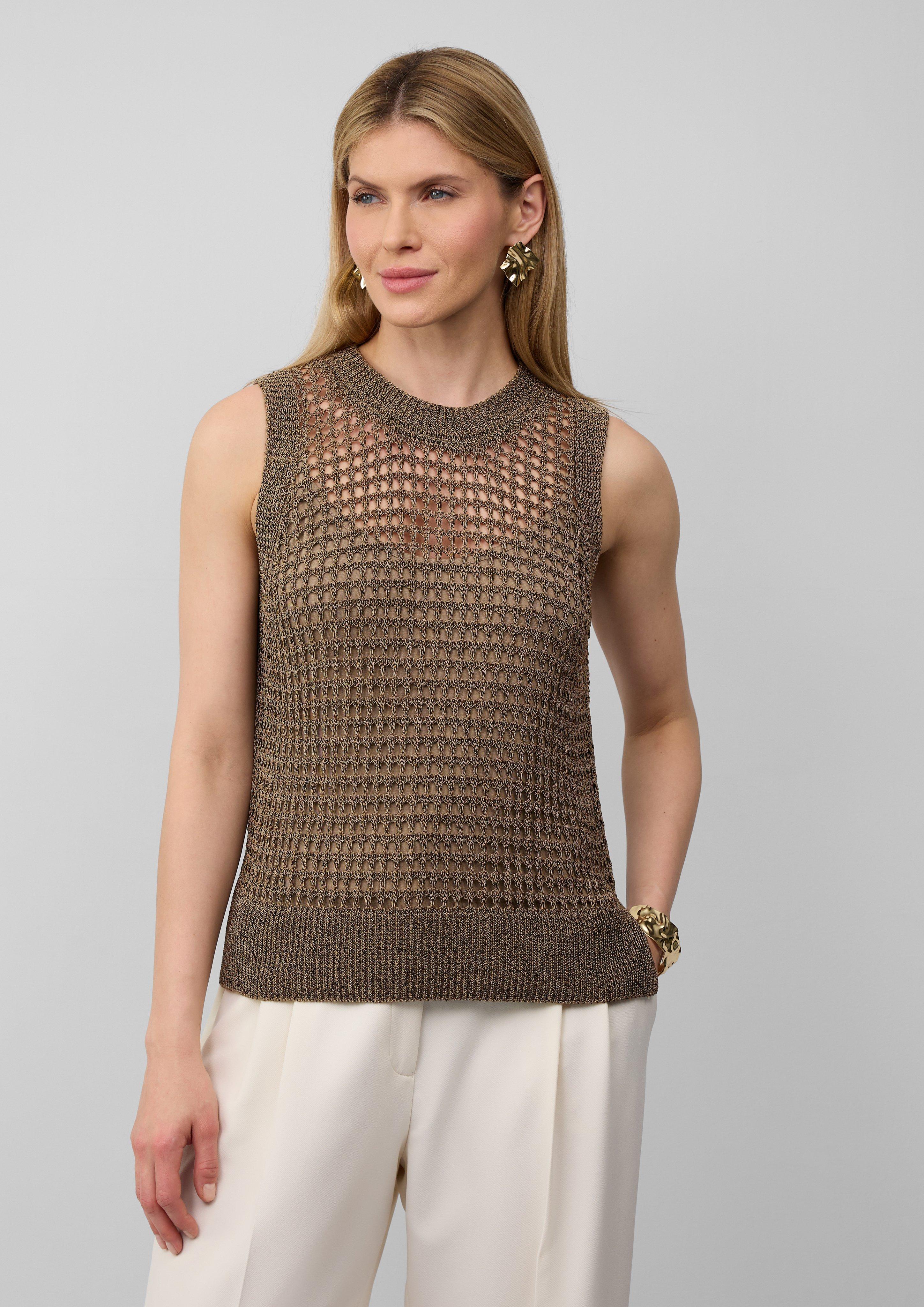 Mouwloze gebreide trui in 
