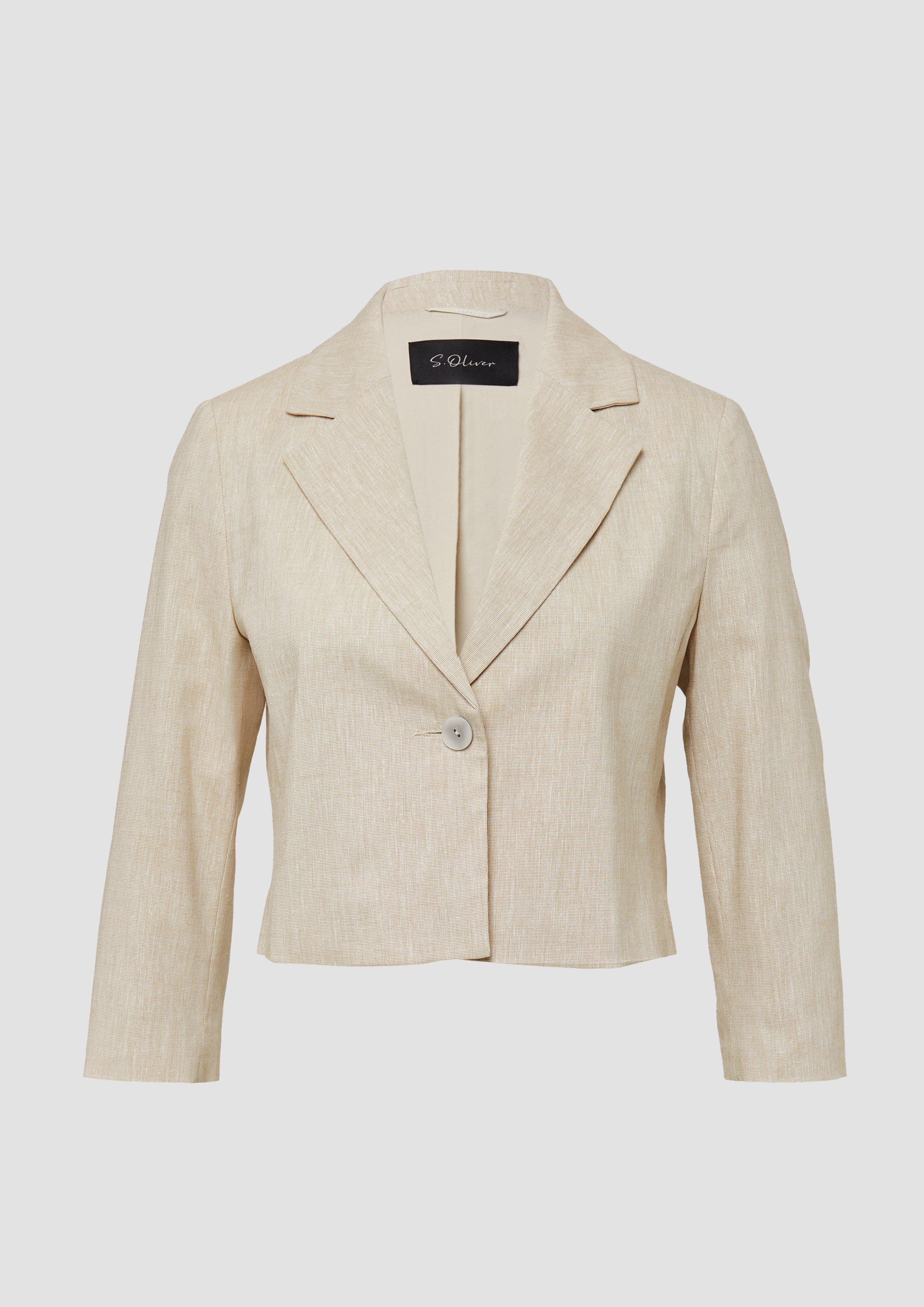 s.Oliver - Cropped Blazer aus Leinenmix, Damen, Beige