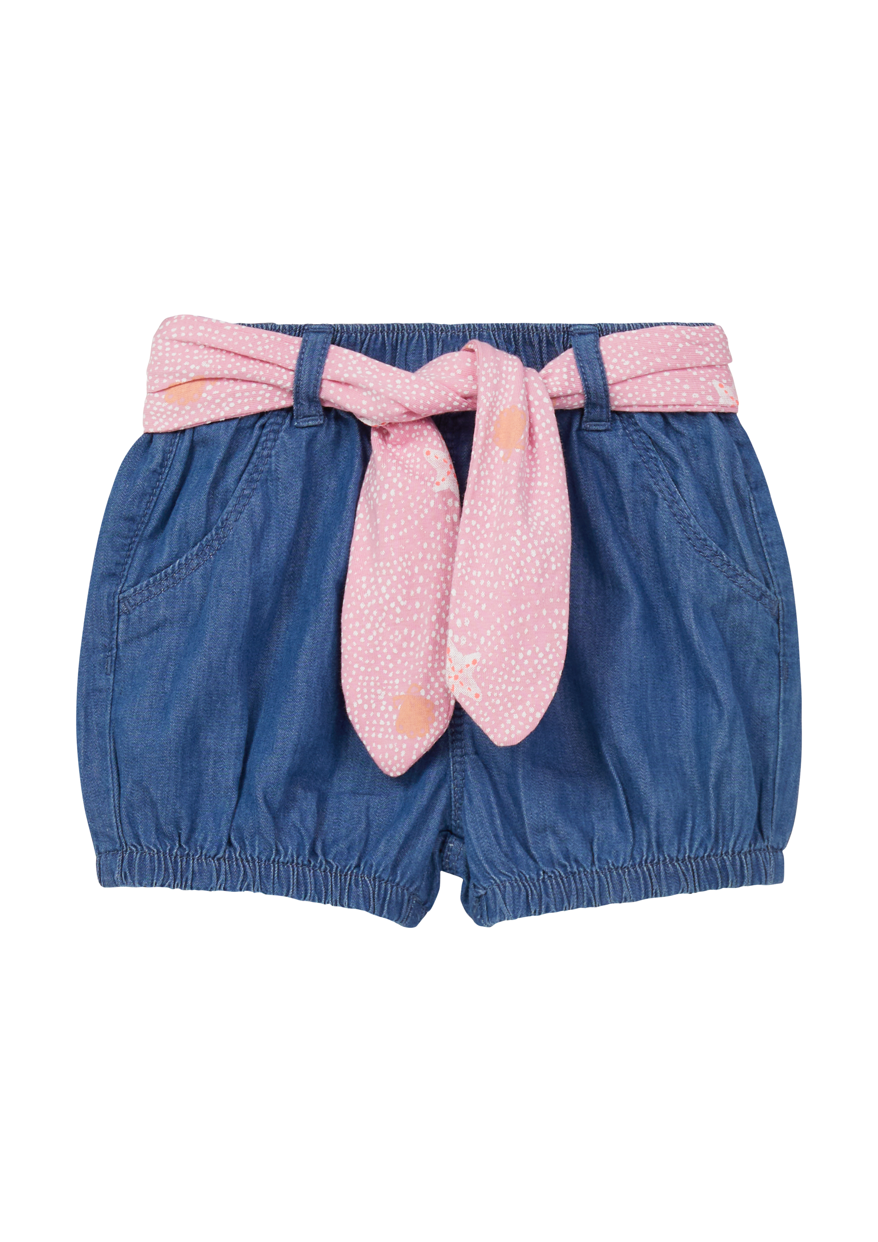 s.Oliver - Baumwoll-Shorts in Denimoptik mit Gürtel, Babys, blau