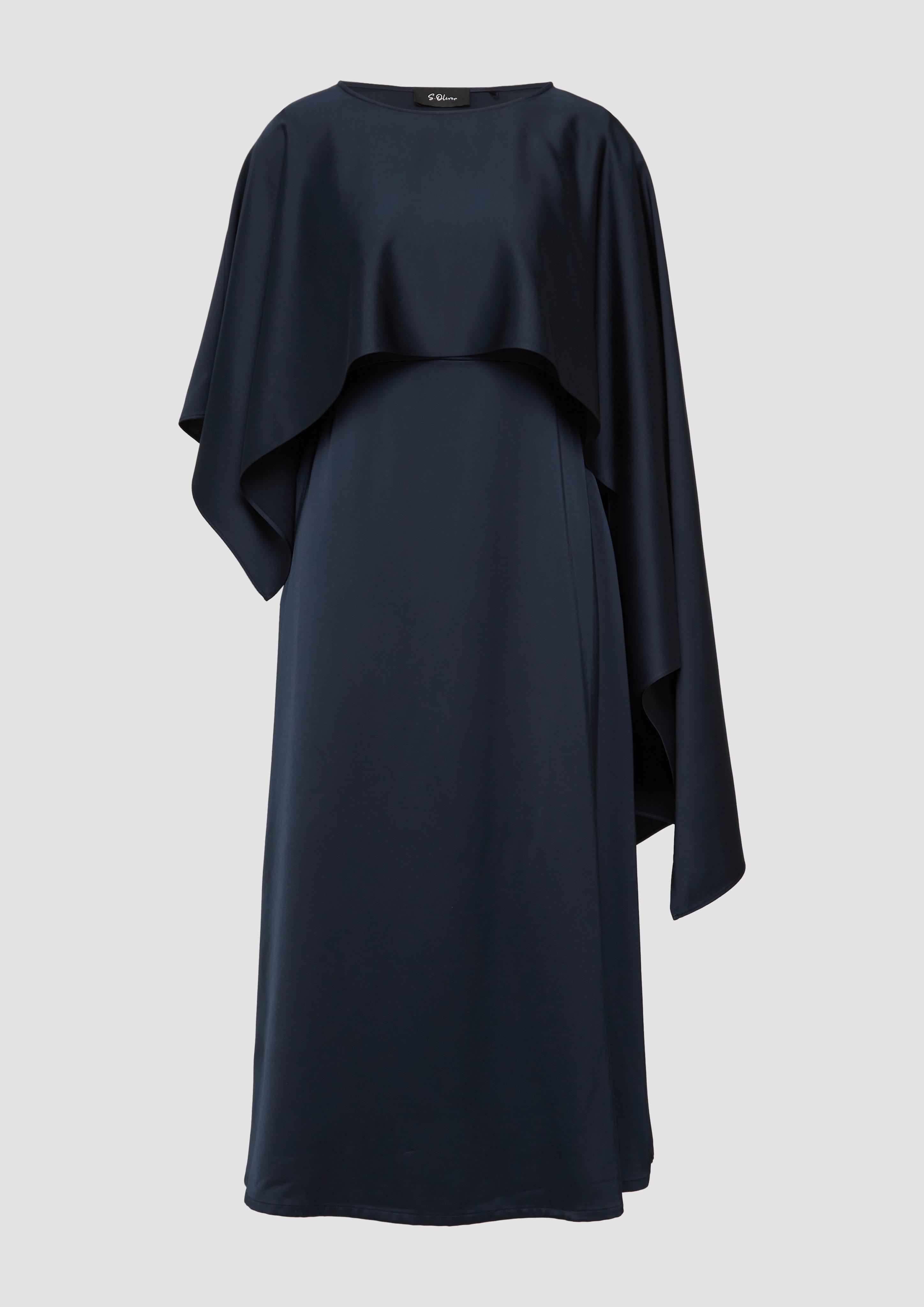 s.Oliver - Kurzes Satinkleid mit abnehmbarem Schulterteil, Damen, blau