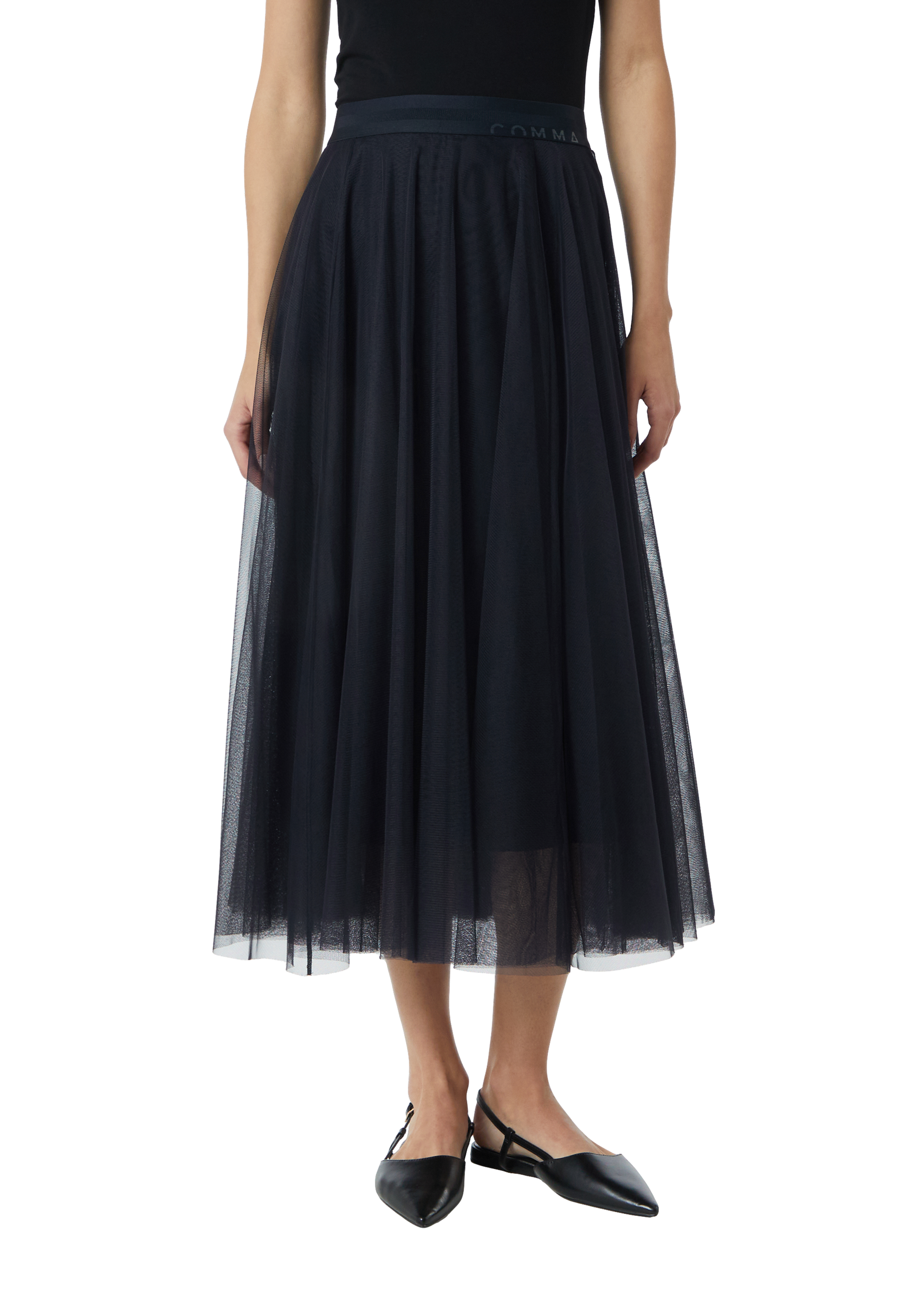 Tulle skirt with jersey lining and elastic waistband - Blue