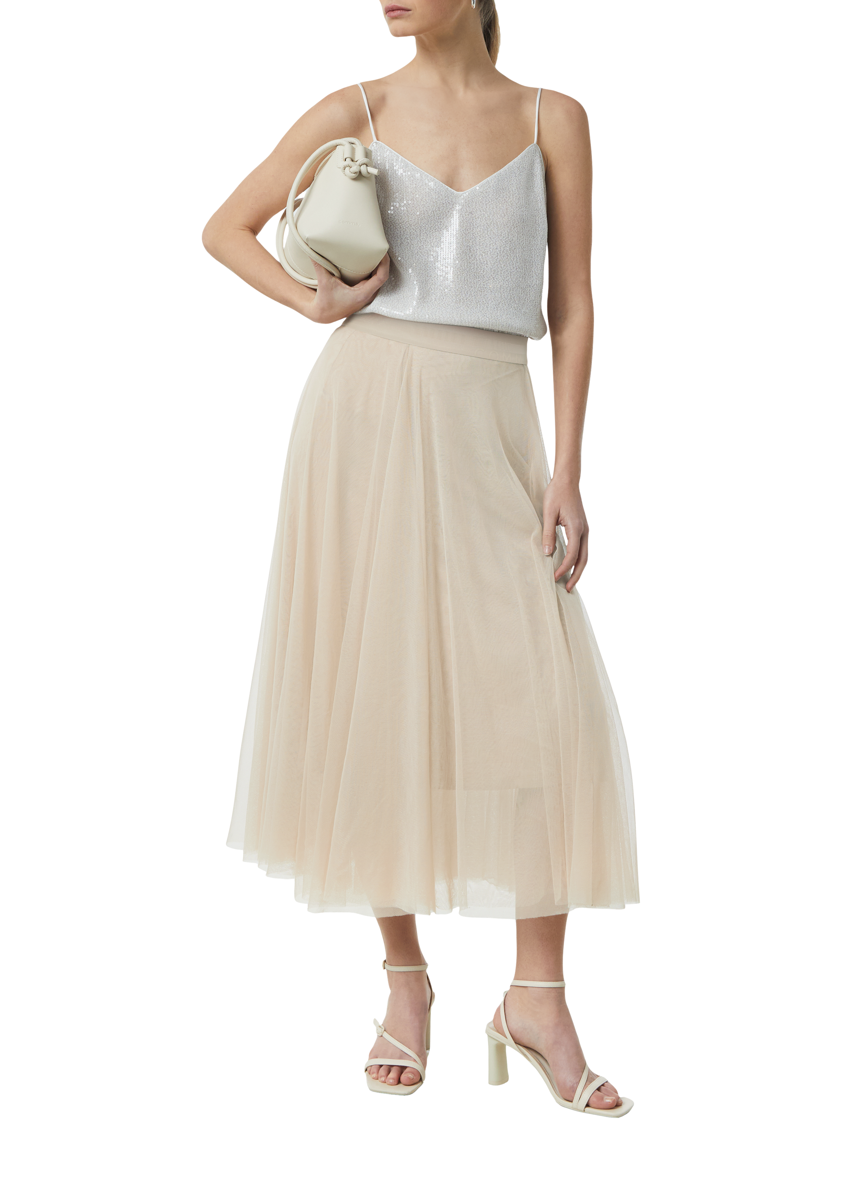 ★fa.er.ie★jersey volume tulle skirt (ivory)★韓国送料込 Tulle skirt with jersey lining and elastic waistband - Beige