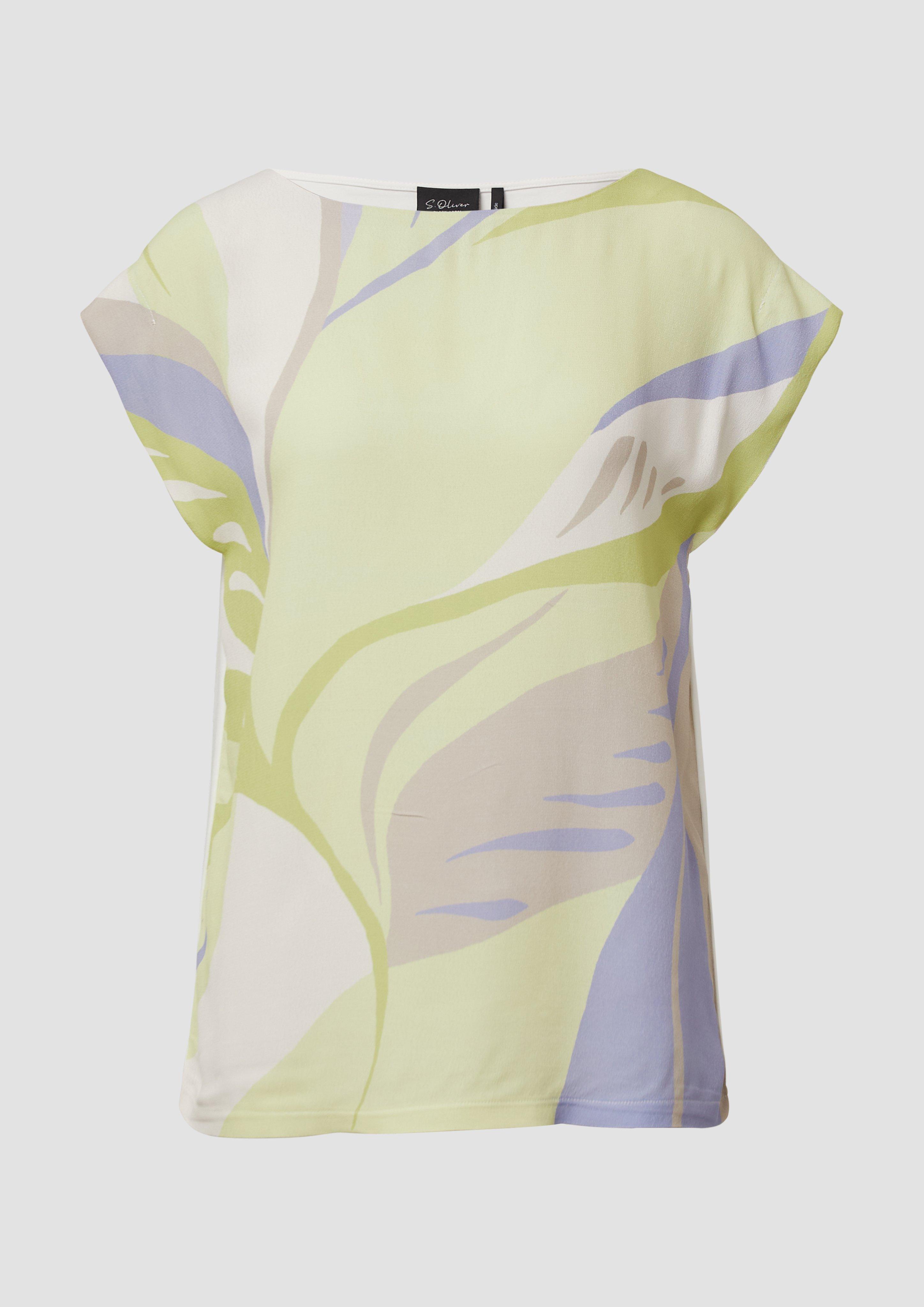 s.Oliver - Ärmelloses Blusenshirt mit Frontprint, Damen, creme