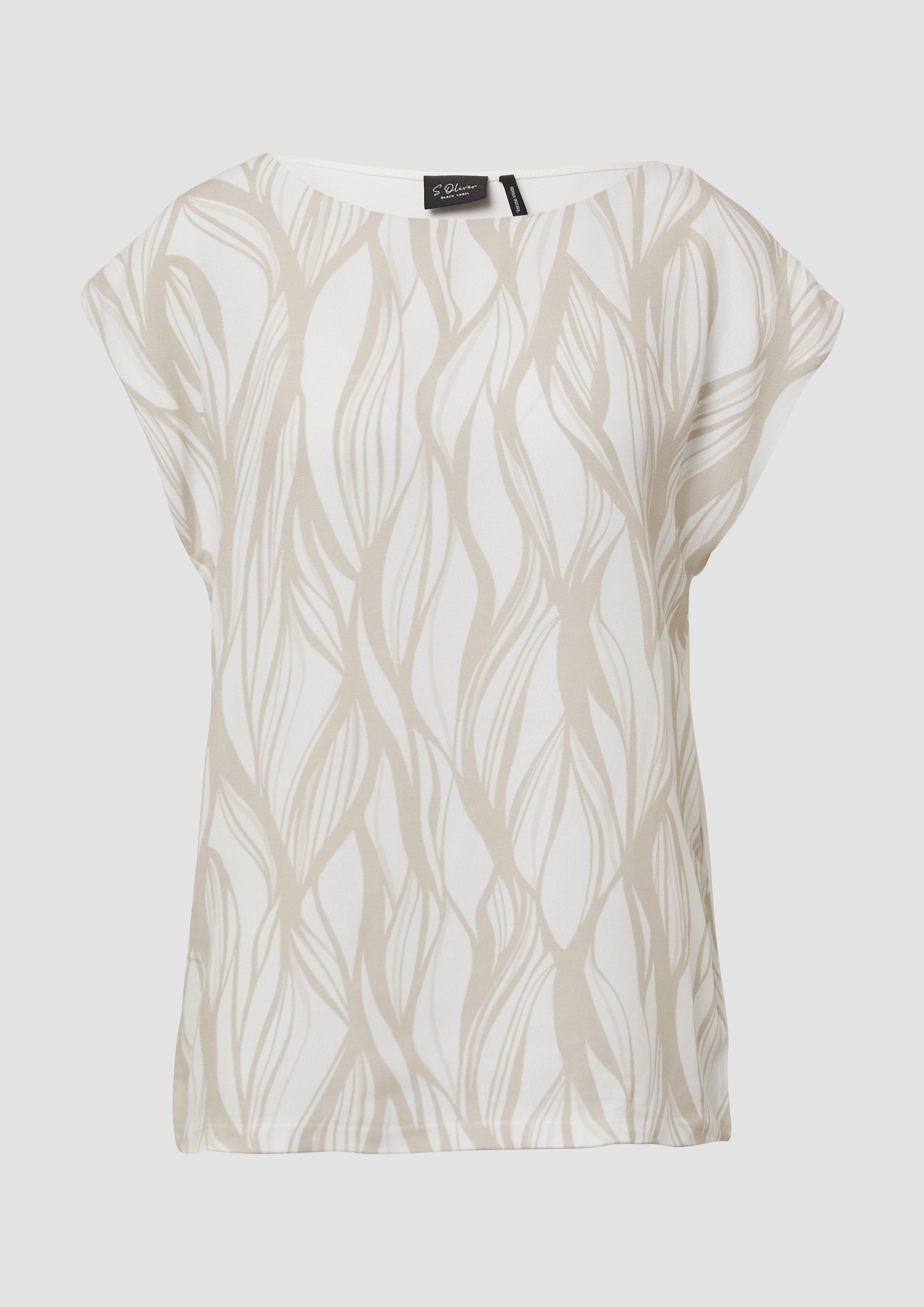 s.Oliver - Ärmelloses Blusenshirt mit Frontprint, Damen, Beige