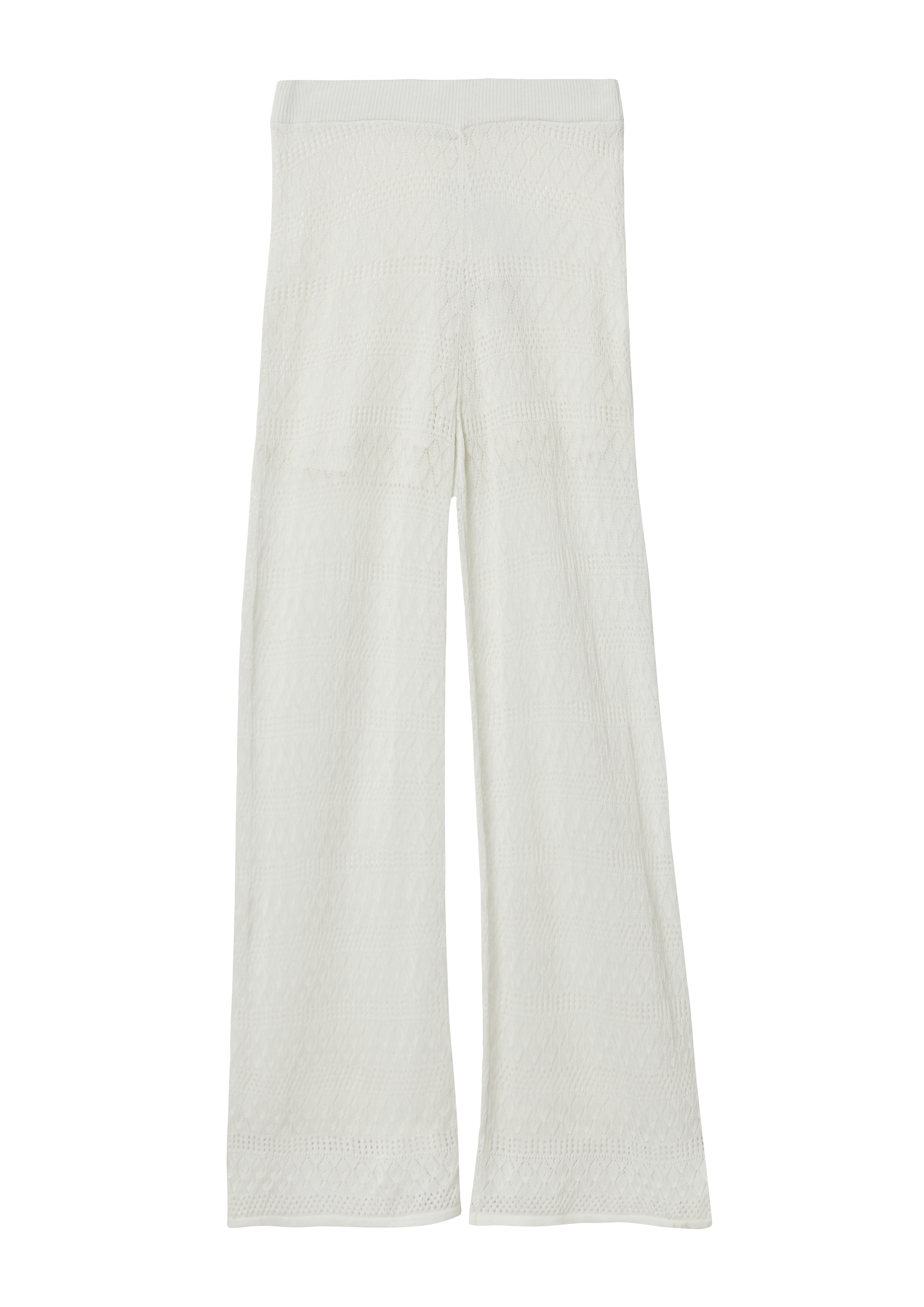 s.Oliver - Wide-Leg-Hose aus Ajourstrick mit Elastikbund, Mädchen, creme