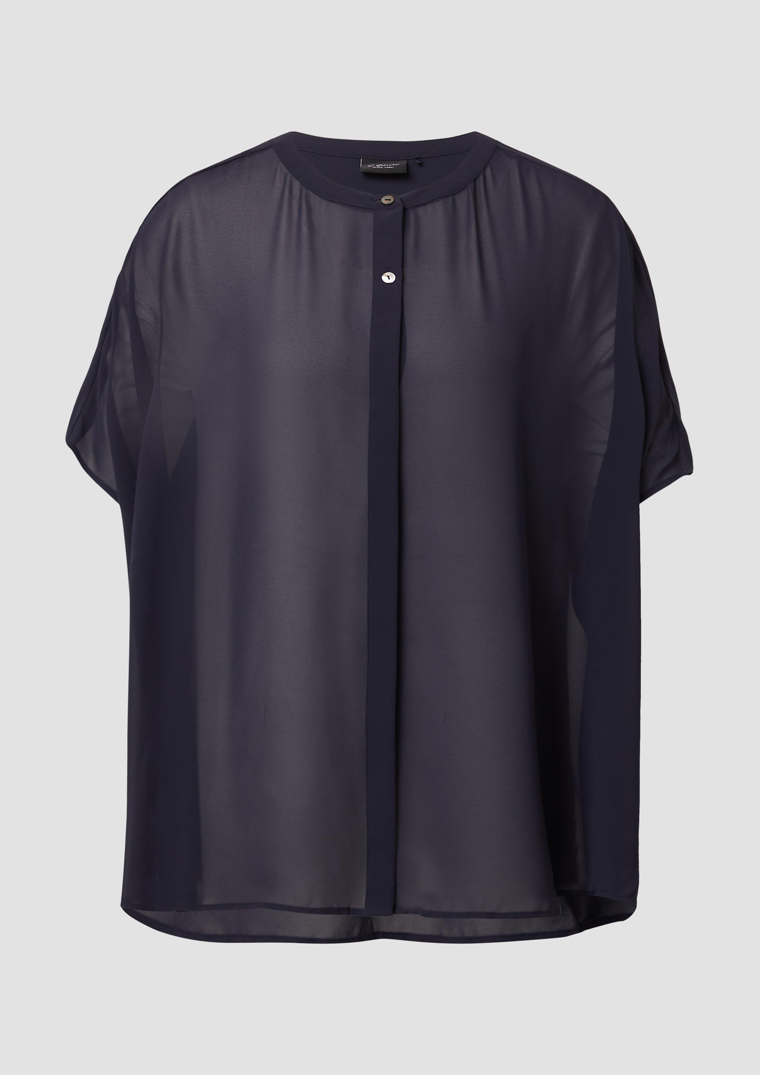 s.Oliver - Transparente Poncho-Bluse aus Chiffon, Damen, blau