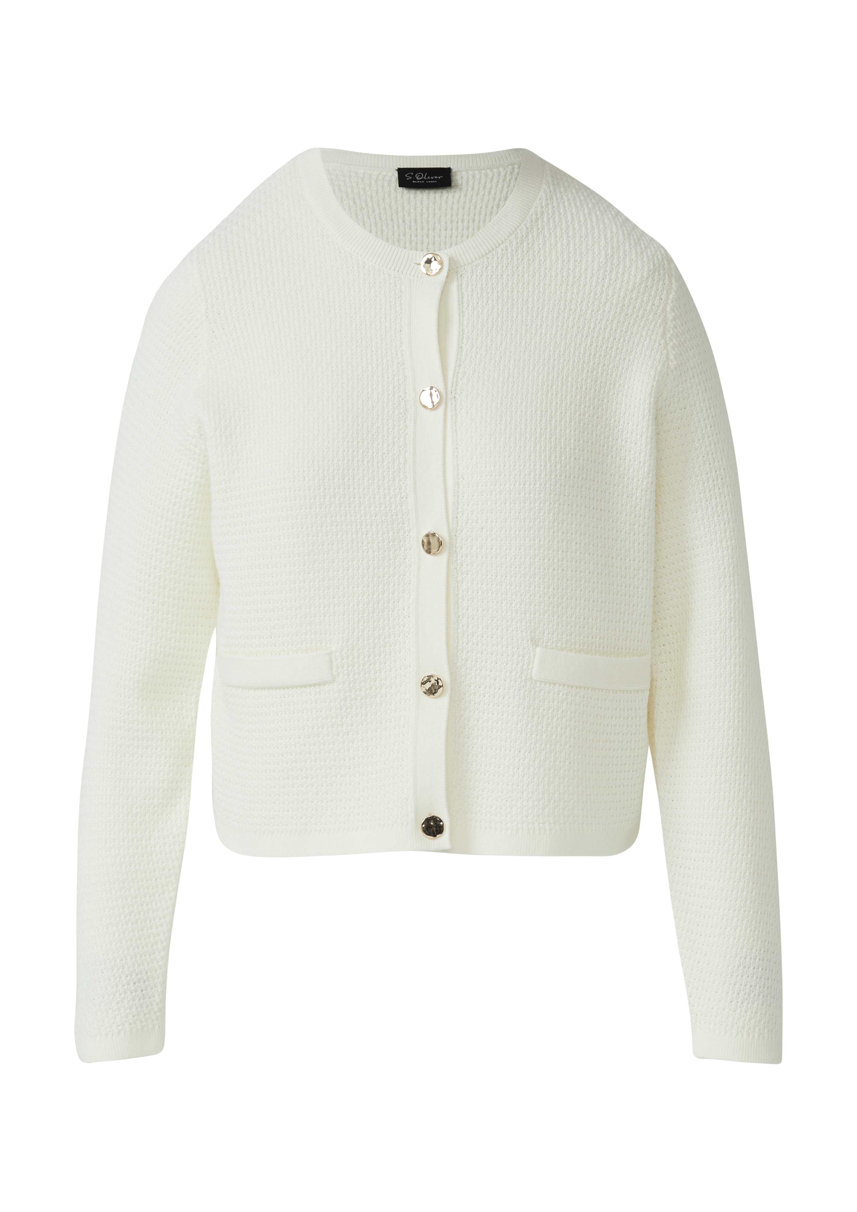 Cardigan aus Baumwollmix mit Ziertaschen Weiß