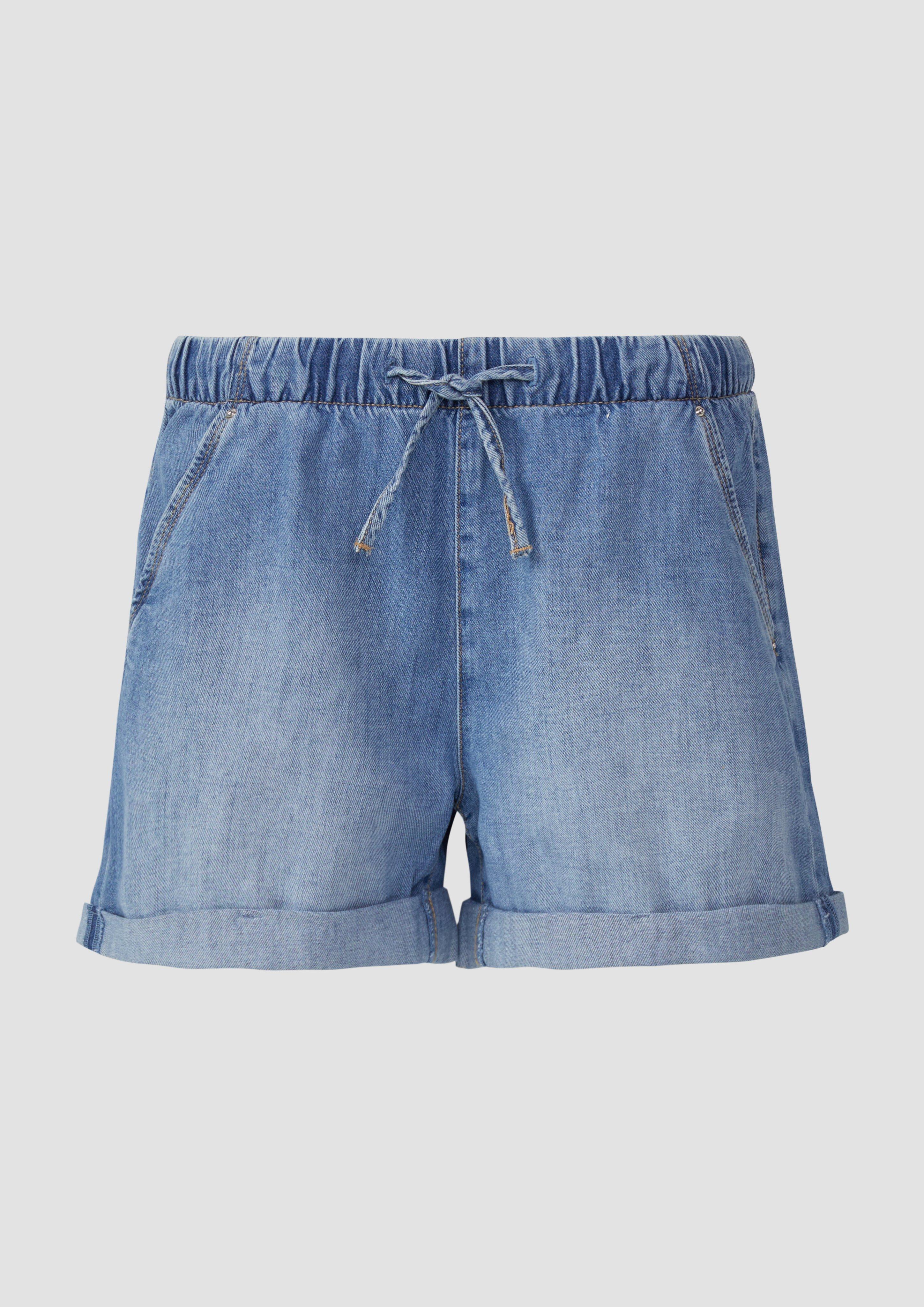 QS - Jeans-Shorts / Comfort Fit / Mid Rise / Elastikbund, Damen, blau