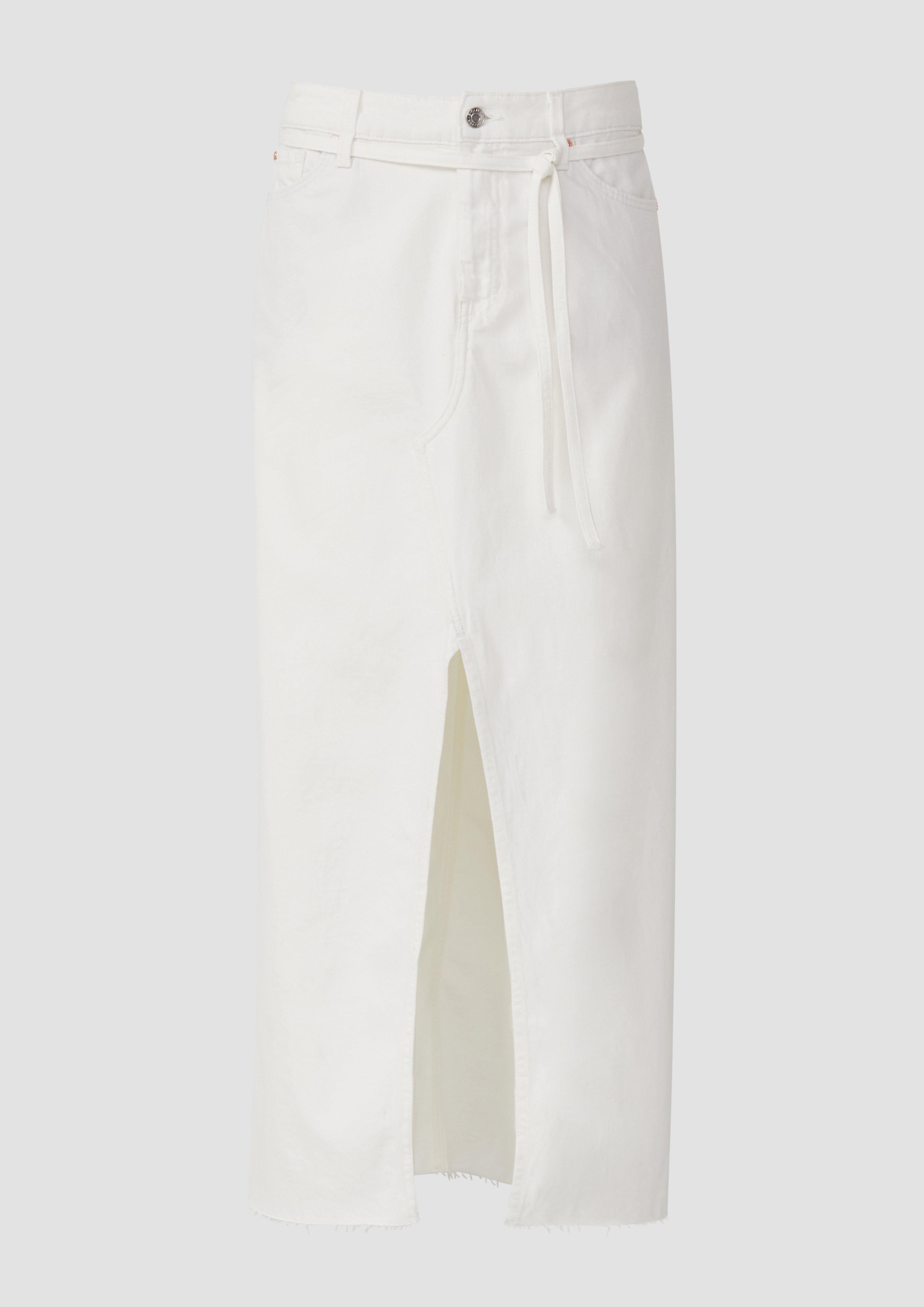 s.Oliver - Jeansrock in A-Shape mit offenem Saum, Damen, weiß