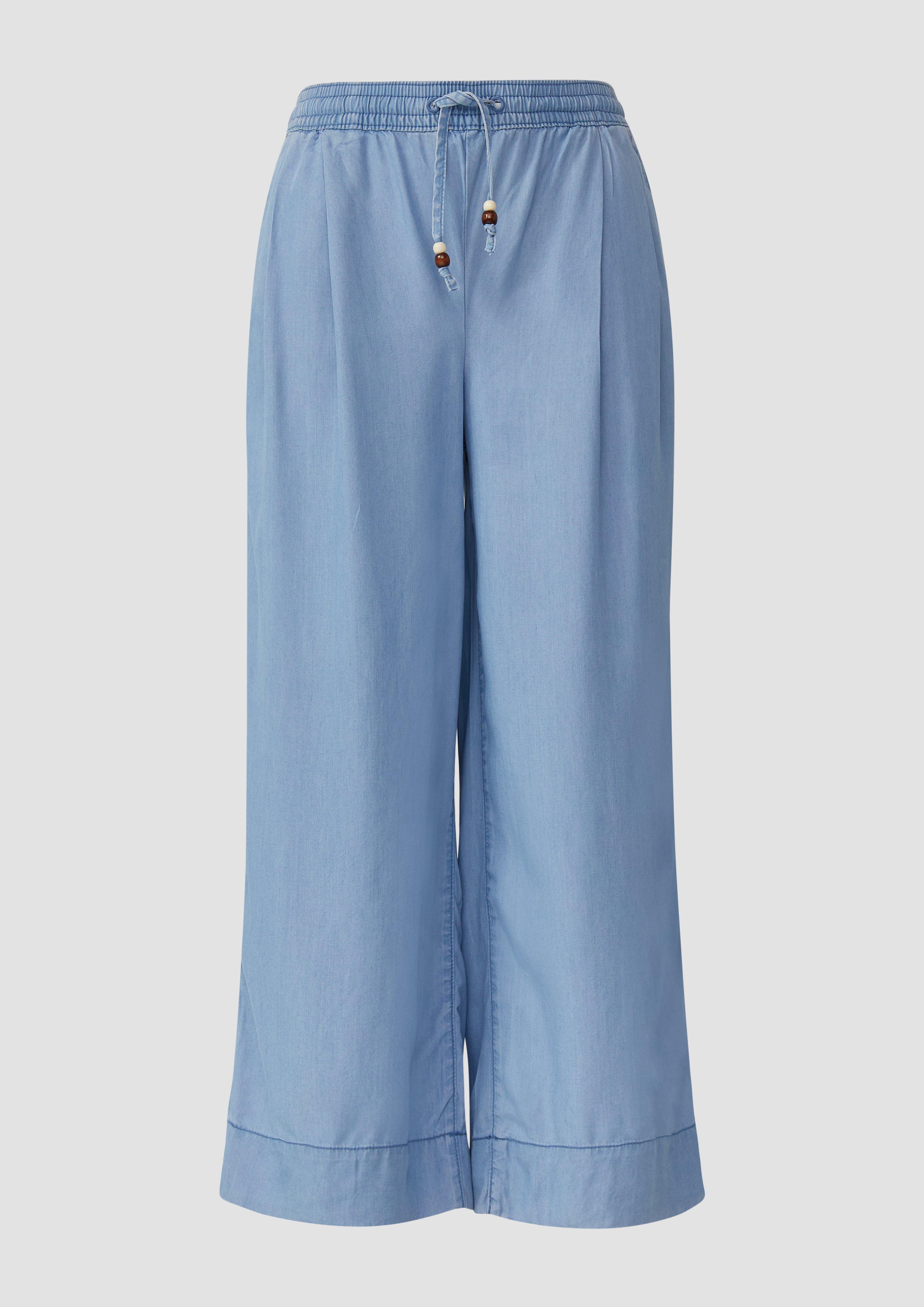s.Oliver - Lyocell-Culotte Suri / Relaxed Fit / High Rise / Wide Leg / Elastikbund, Damen, blau