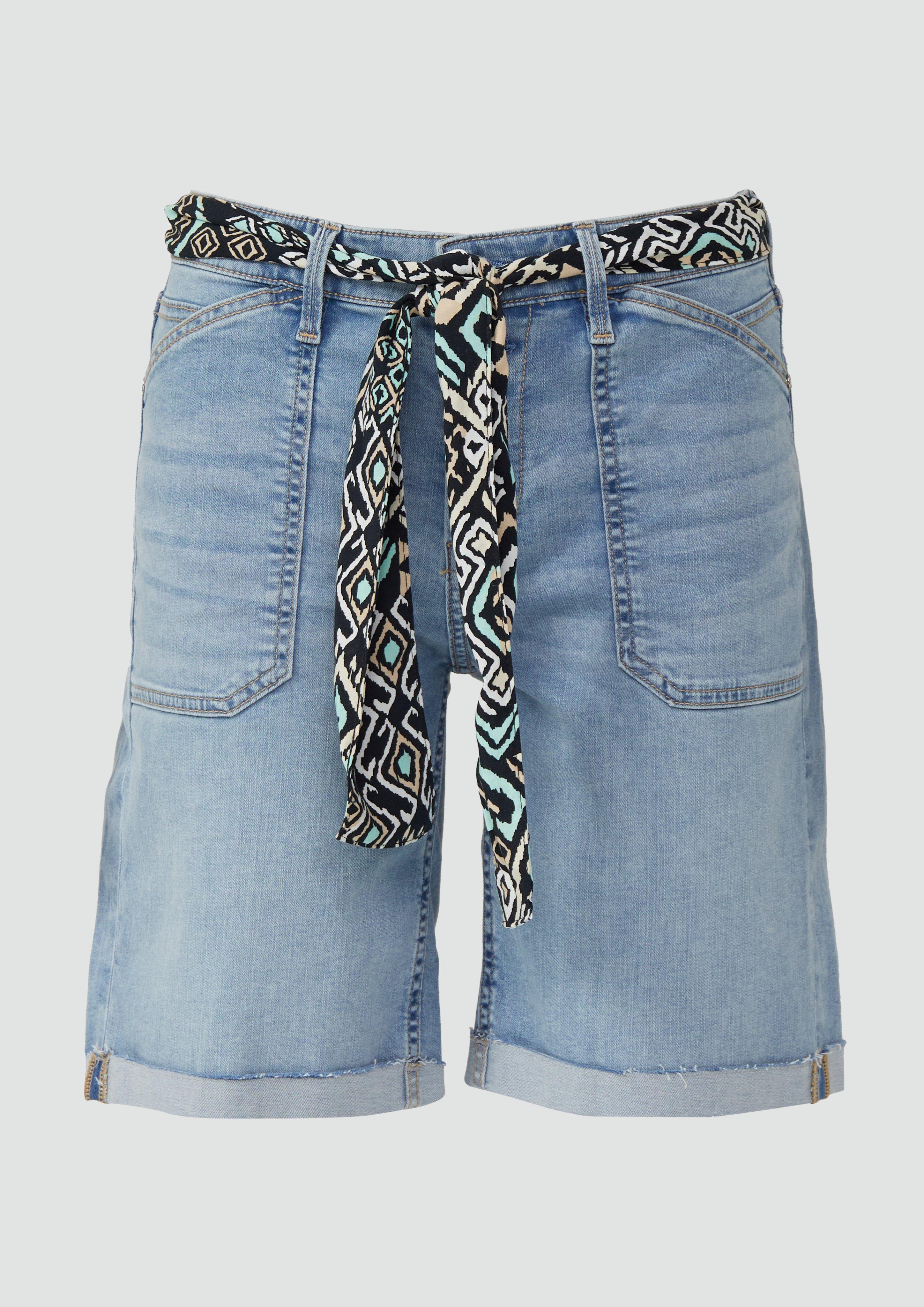 s.Oliver - Jeans-Bermuda Karolin / Regular Fit / Mid Rise / Bindegürtel, Damen, blau