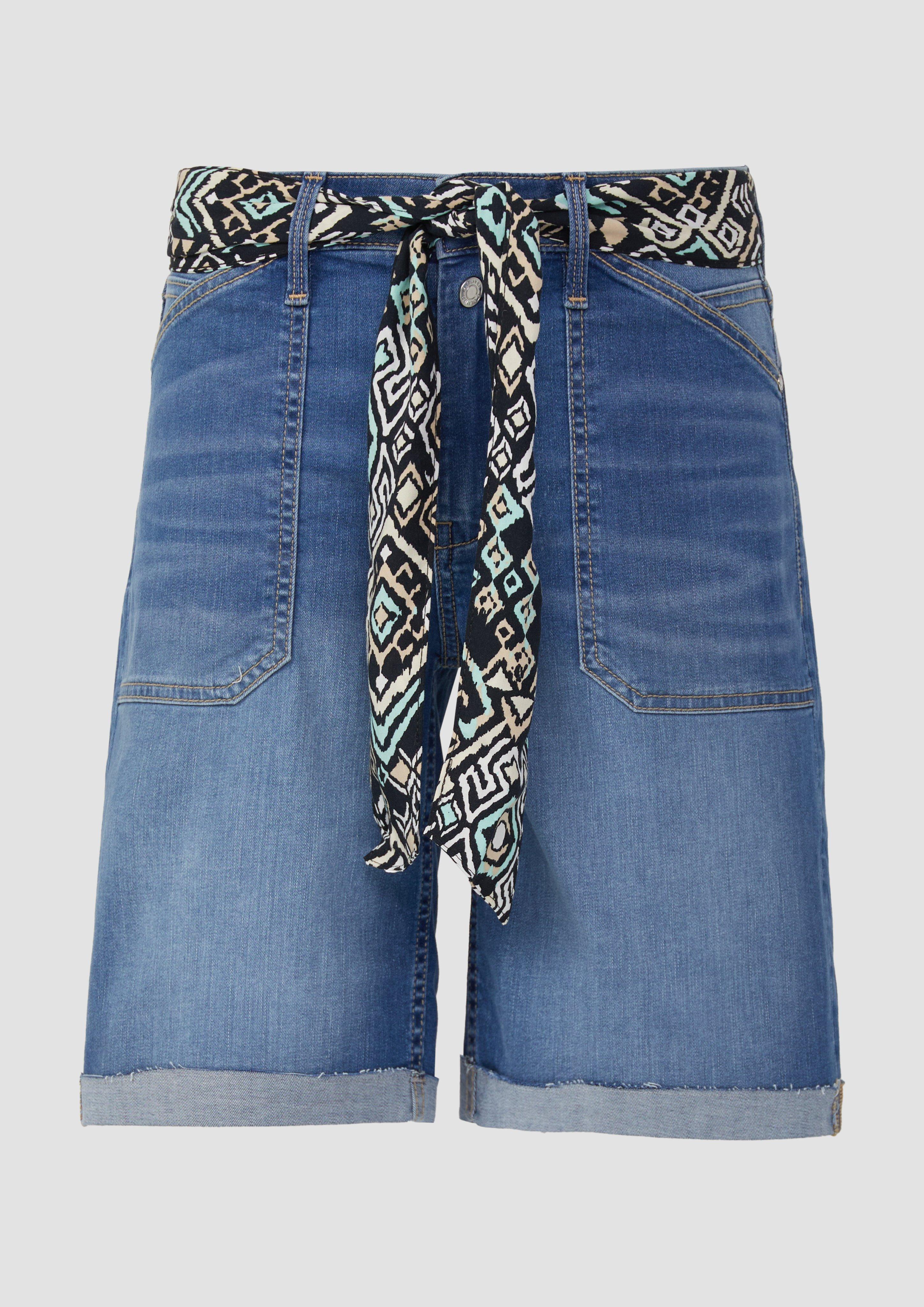 s.Oliver - Jeans-Bermuda Karolin / Regular Fit / Mid Rise / Bindegürtel, Damen, blau