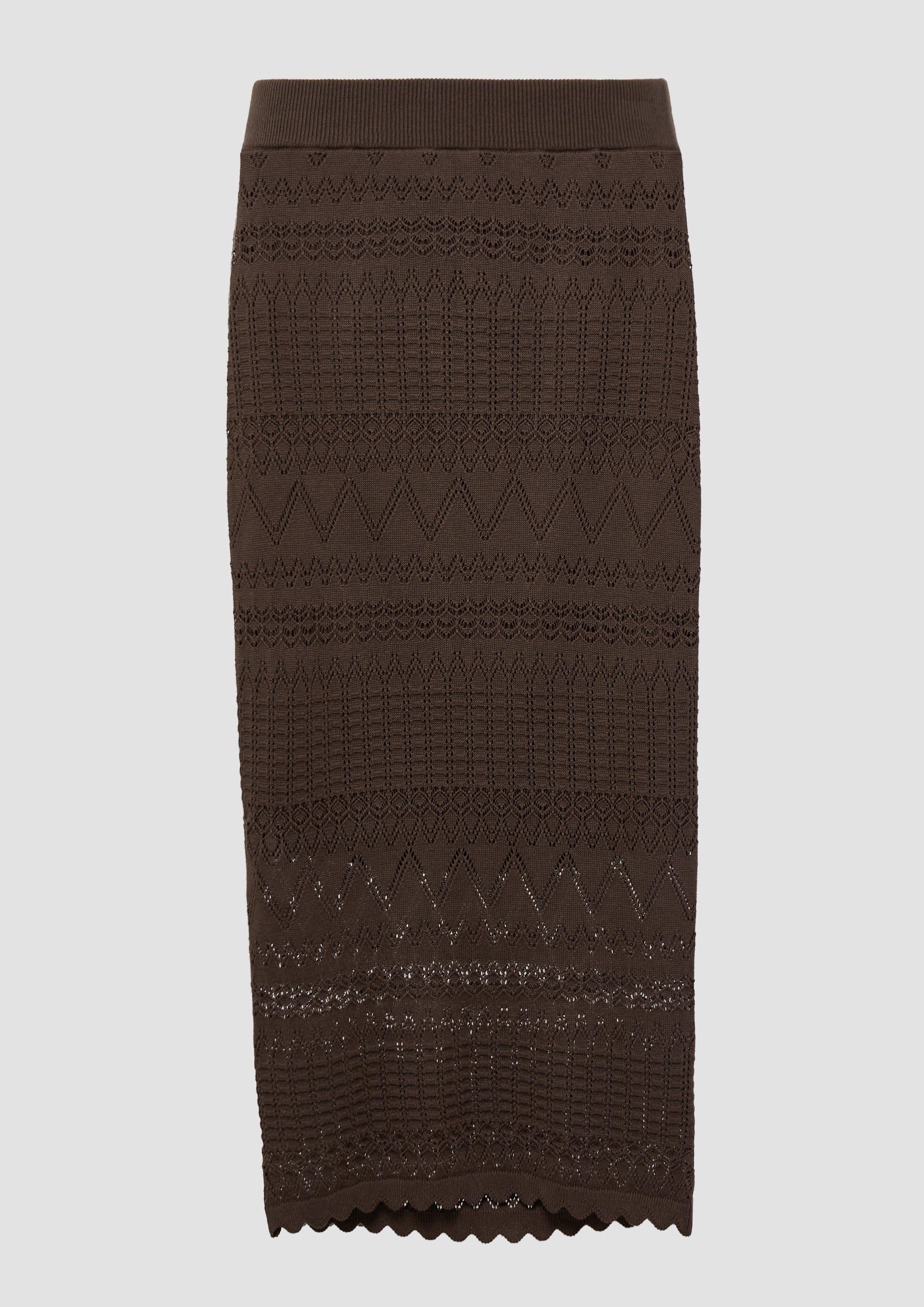 s.Oliver - Ajourstrick-Rock im Slim Fit, Damen, braun