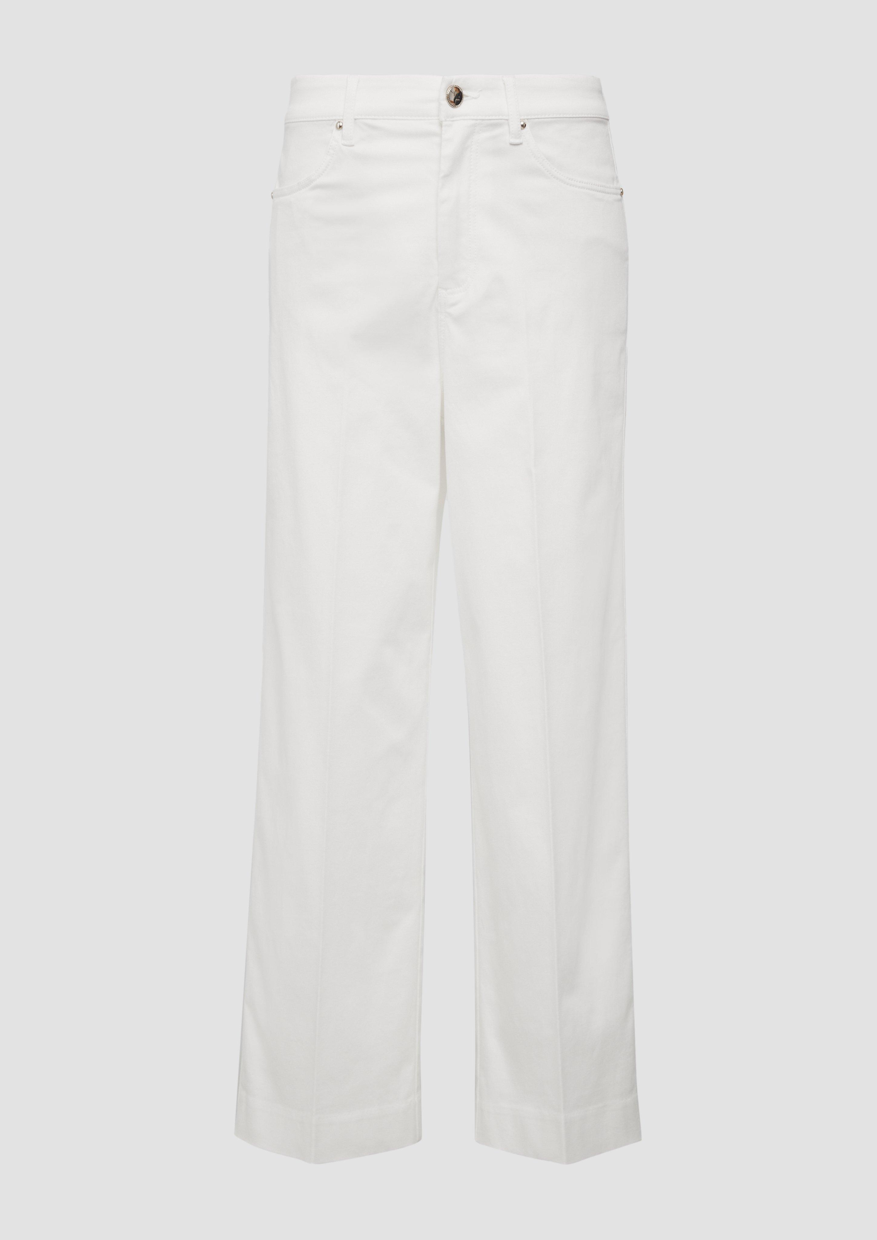 s.Oliver - Croped Hose / Regular Fit / High Rise / Wide Leg, Damen, creme