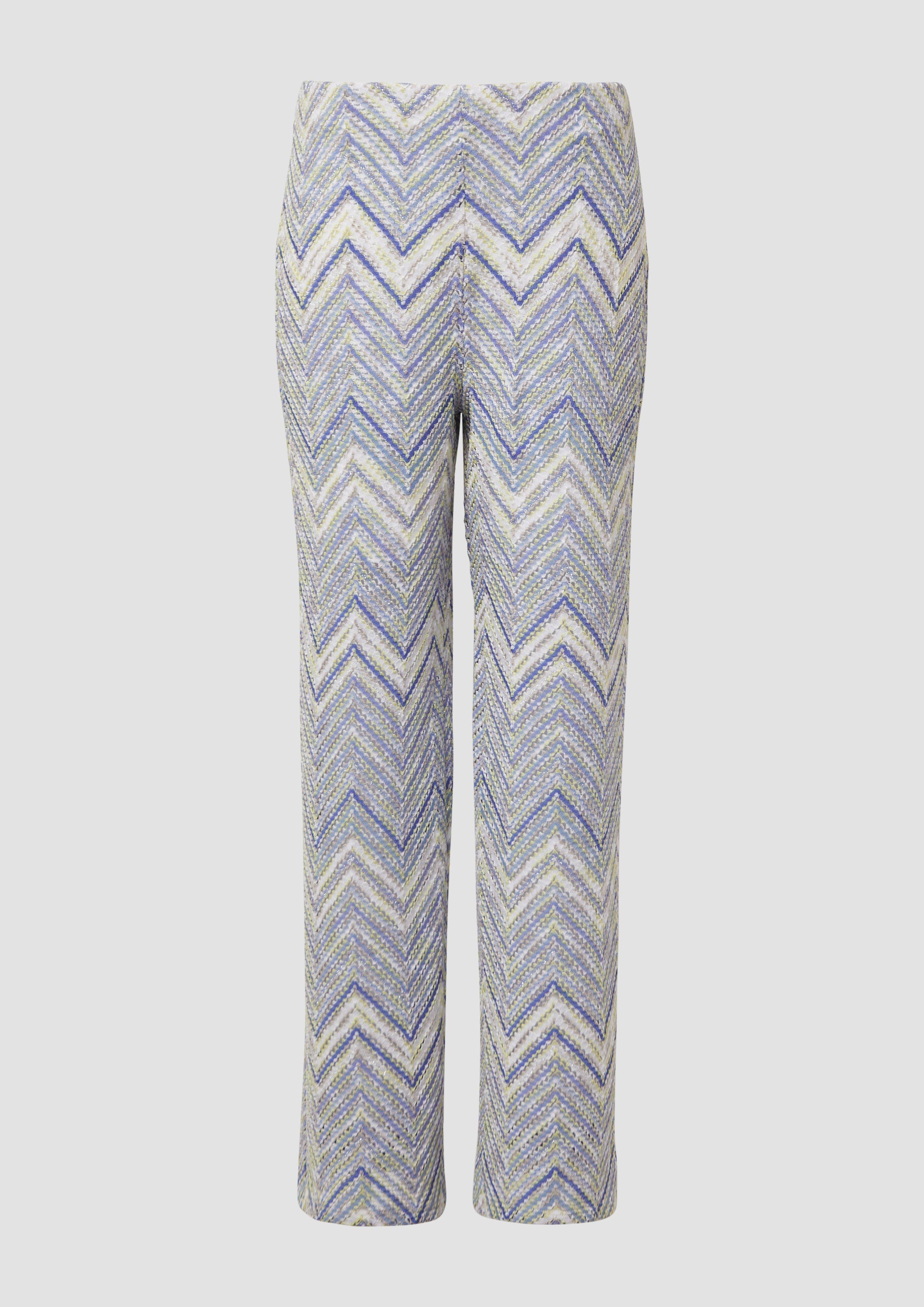 s.Oliver - Wide-Leg-Hose aus Strickjersey mit Futtershorts und Elastikbund, Damen, blau
