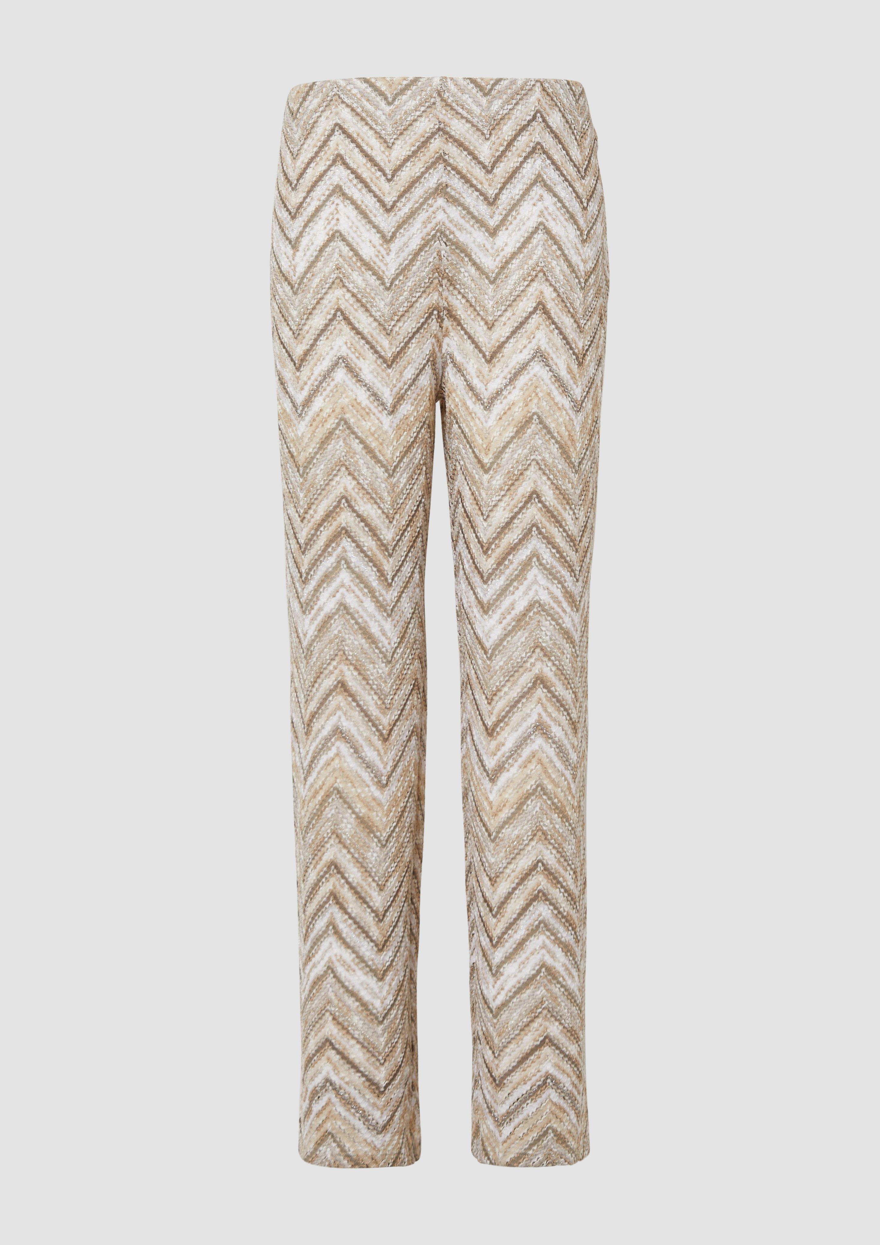 s.Oliver - Wide-Leg-Hose aus Strickjersey mit Futtershorts und Elastikbund, Damen, Beige