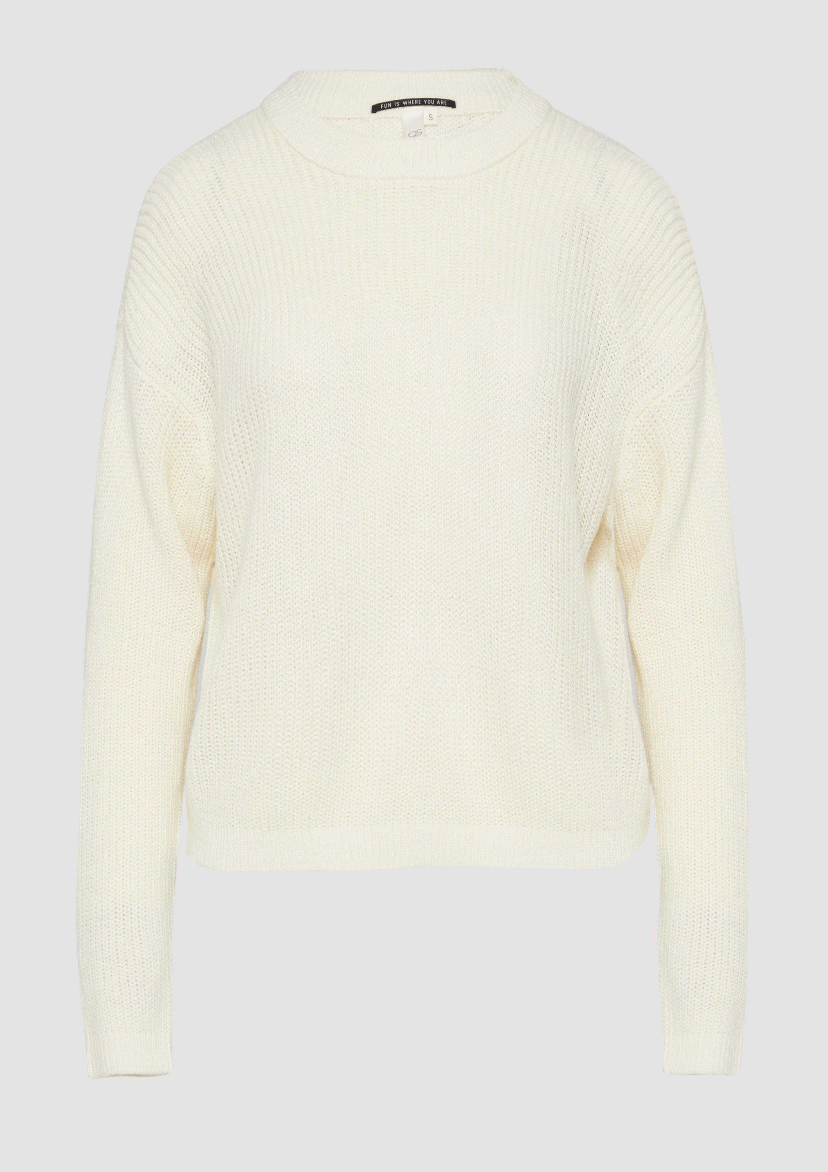 QS - Verkürzter Pullover mit Raglanärmeln, Damen, creme