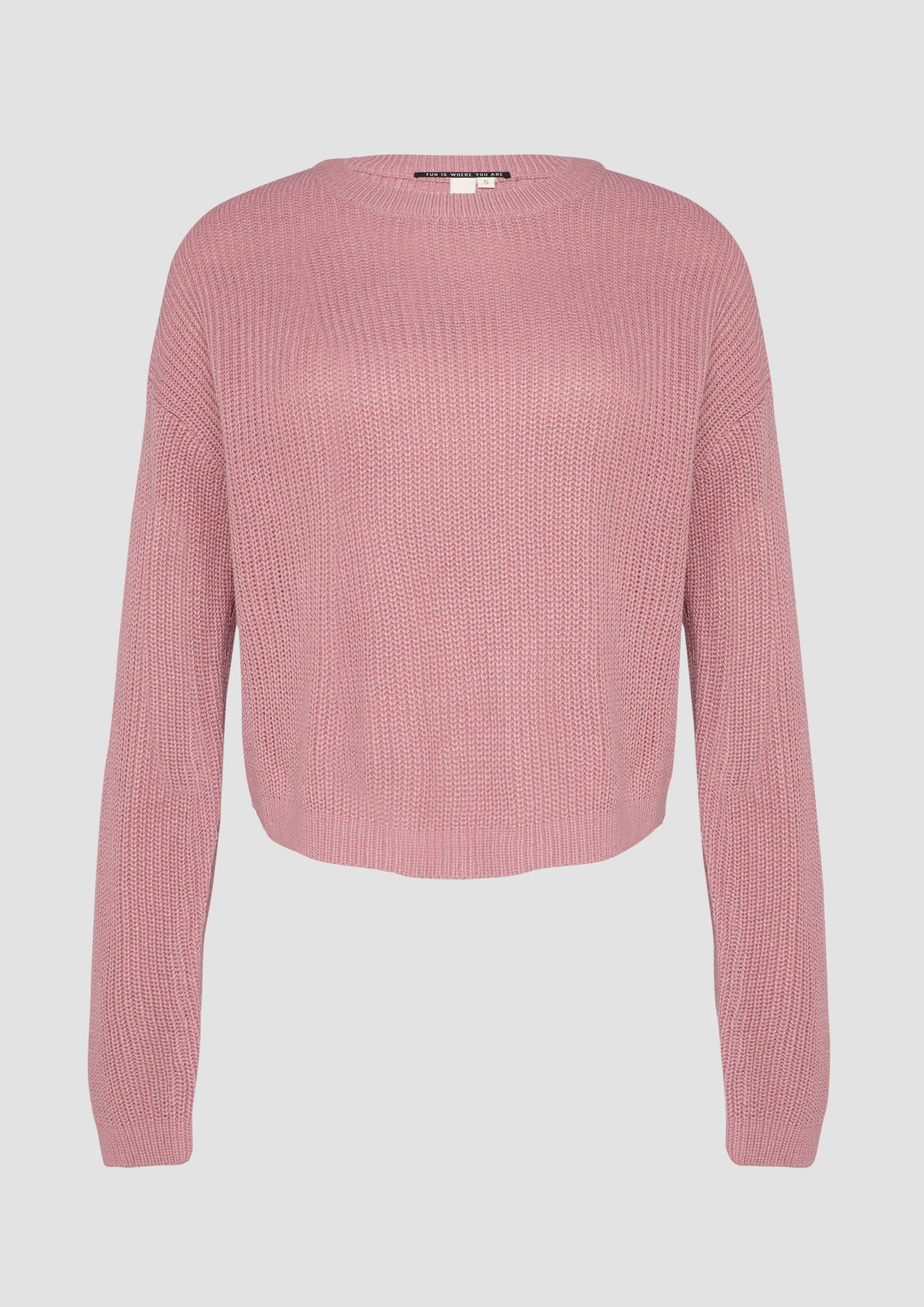 QS - Verkürzter Pullover mit Raglanärmeln, Damen, Rosa