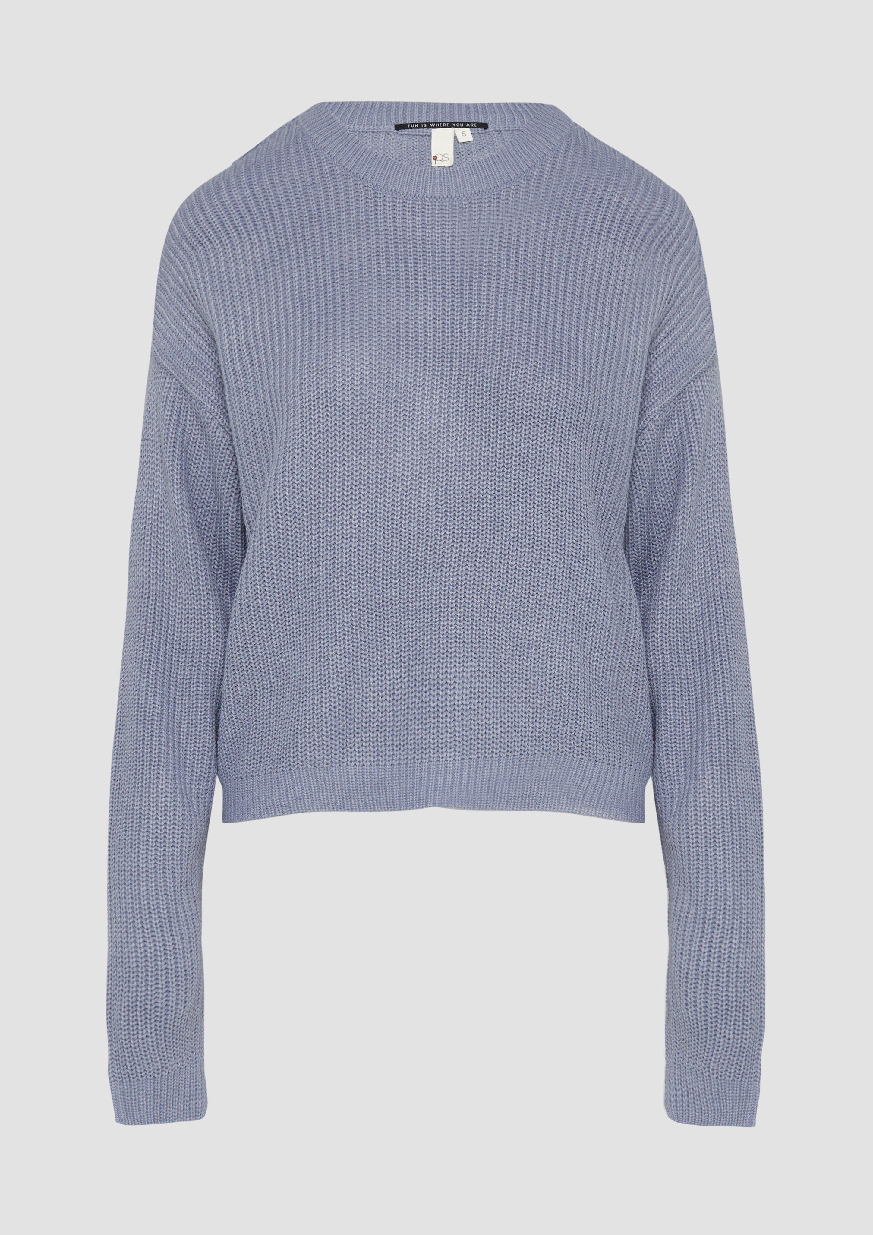 QS - Verkürzter Pullover mit Raglanärmeln, Damen, blau