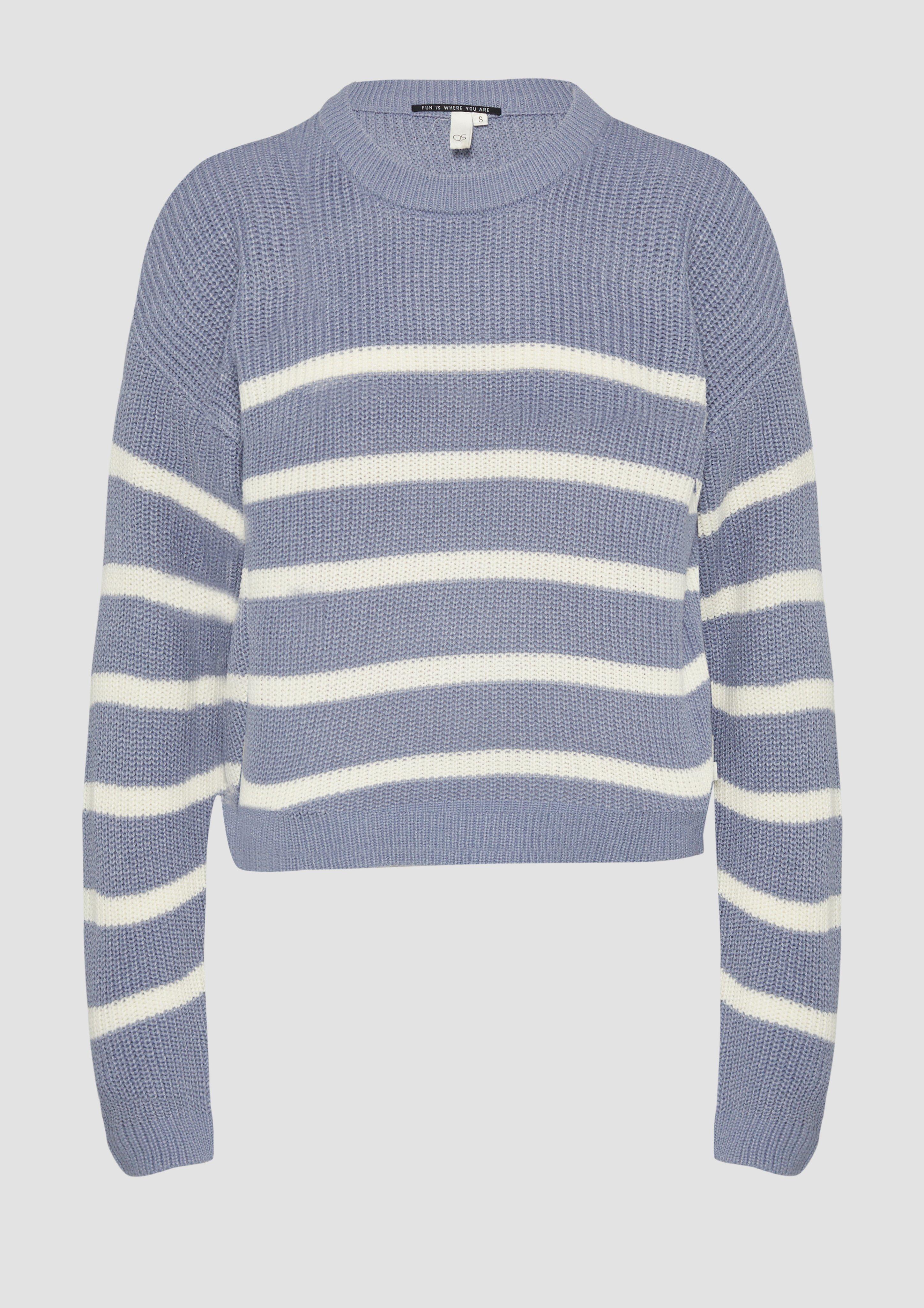 QS - Verkürzter Pullover mit Raglanärmeln, Damen, blau