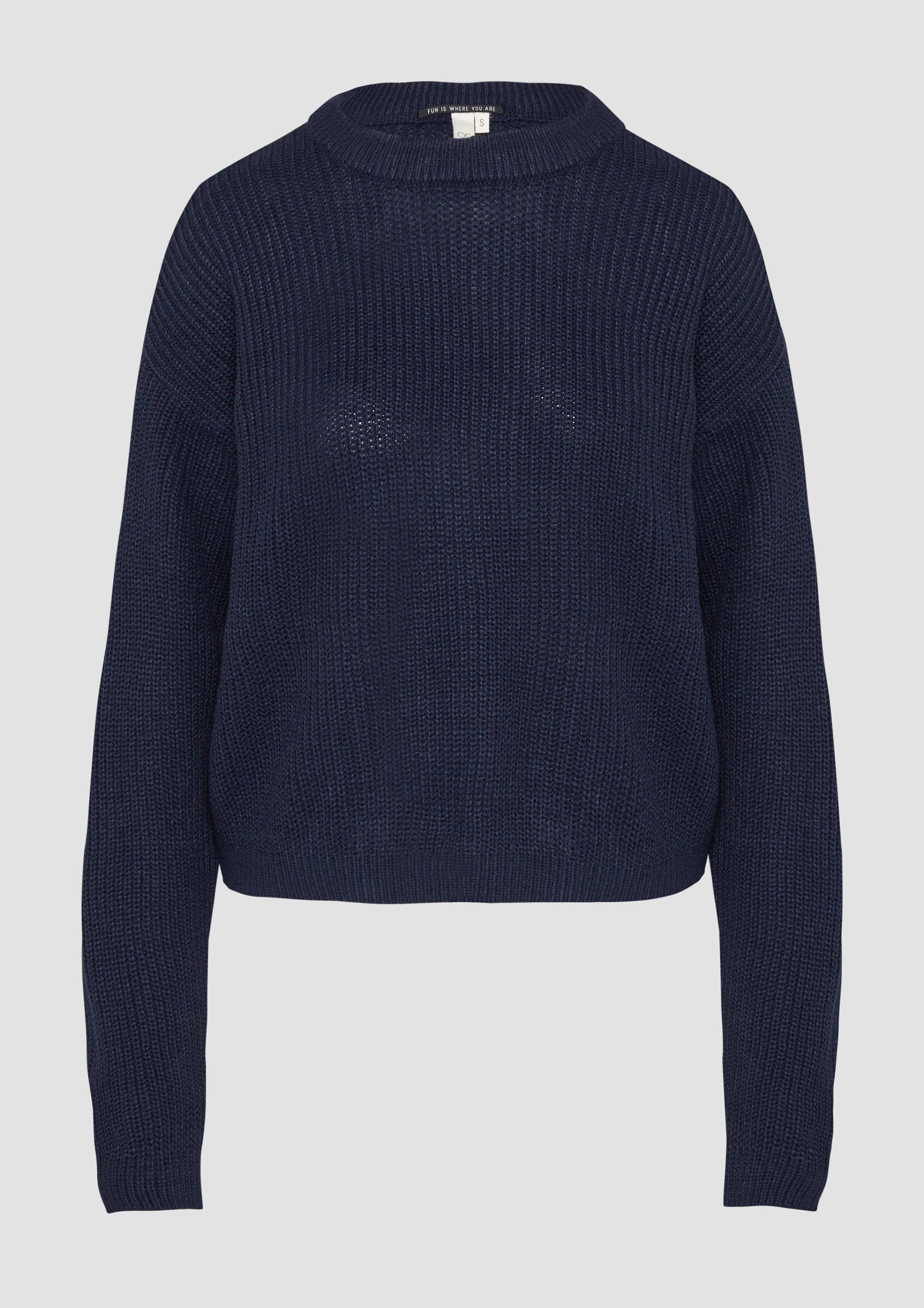 QS - Verkürzter Pullover mit Raglanärmeln, Damen, blau