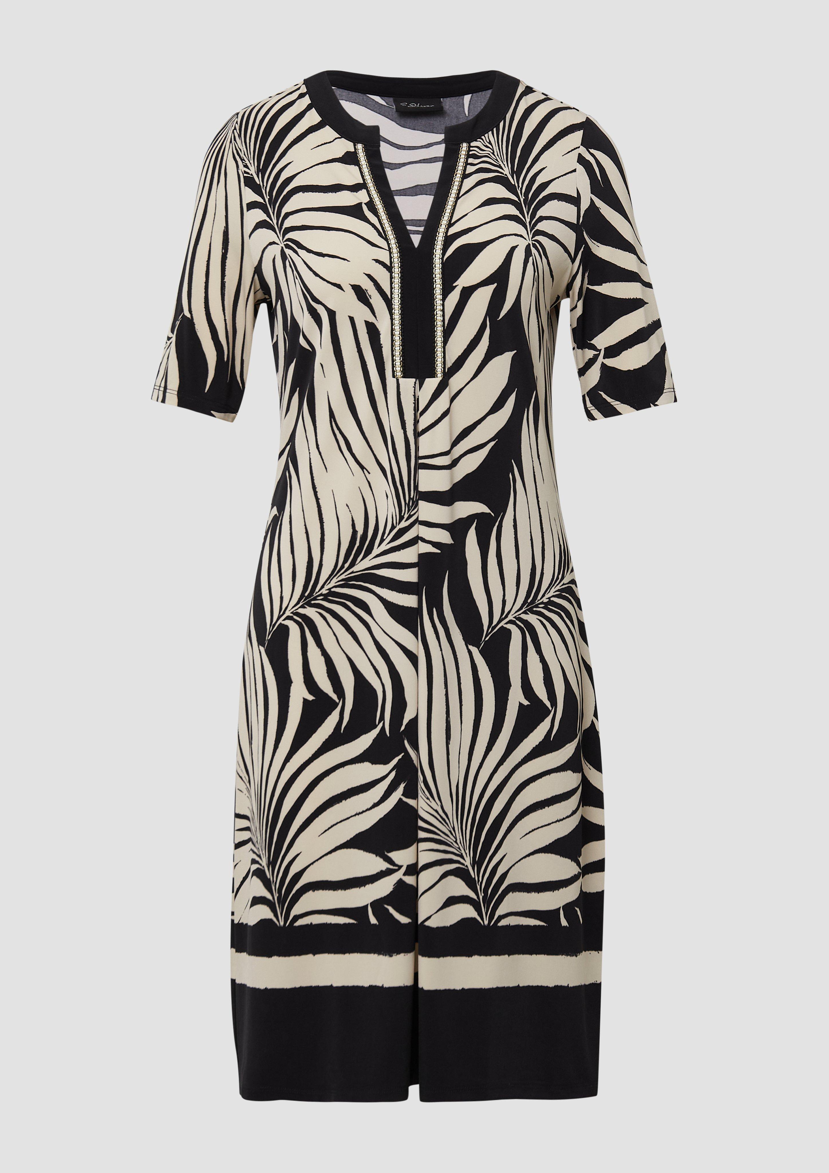 s.Oliver - Relaxed-Fit-Kleid mit Tunikaausschnitt und Zierborte, Damen, schwarz
