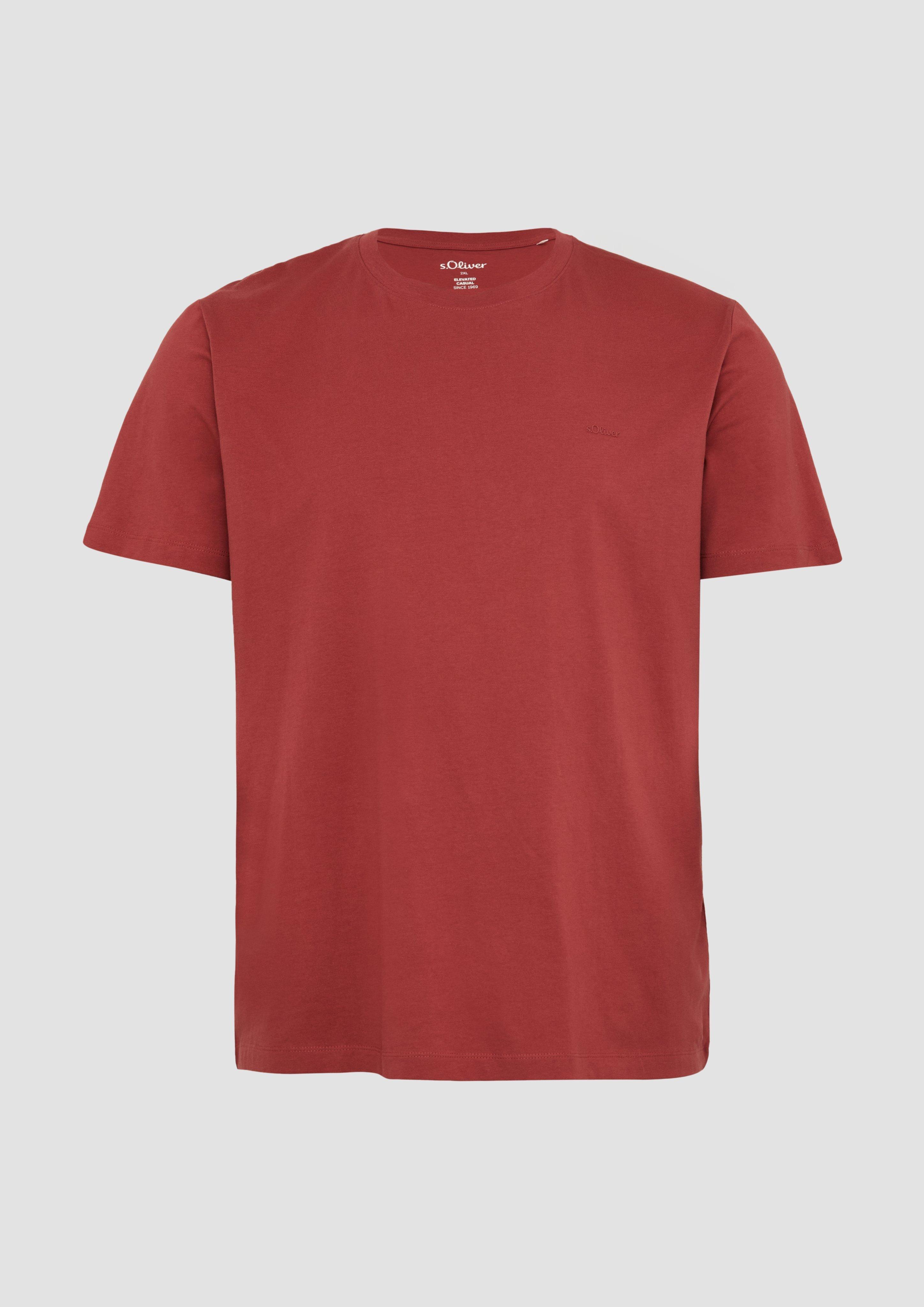 s.Oliver - Baumwoll-T-Shirt mit kleinem Logo-Print, Herren, rot