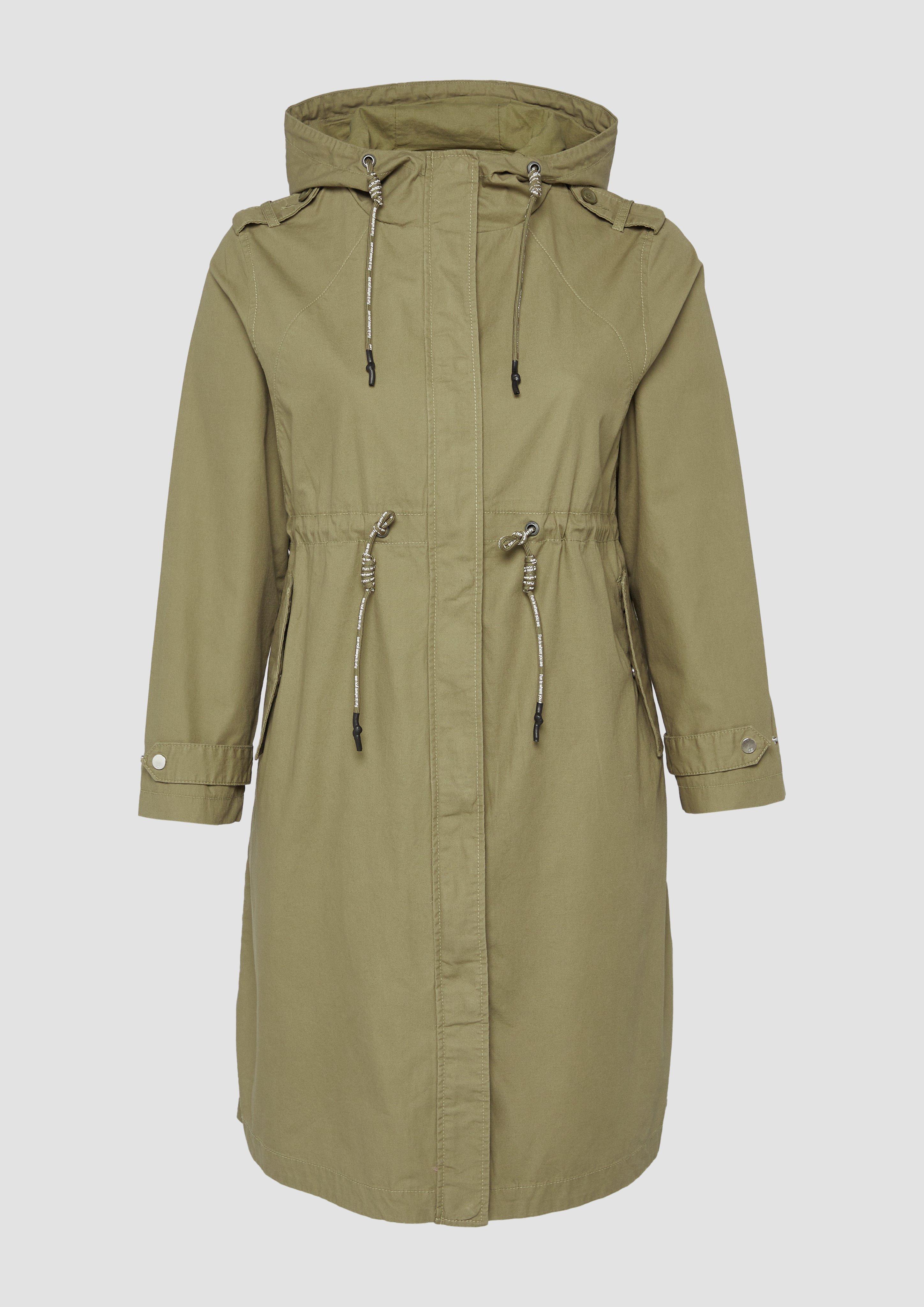 QS - Kapuzenparka aus Baumwolle mit Tunnelzug in der Taille, Damen, Grün