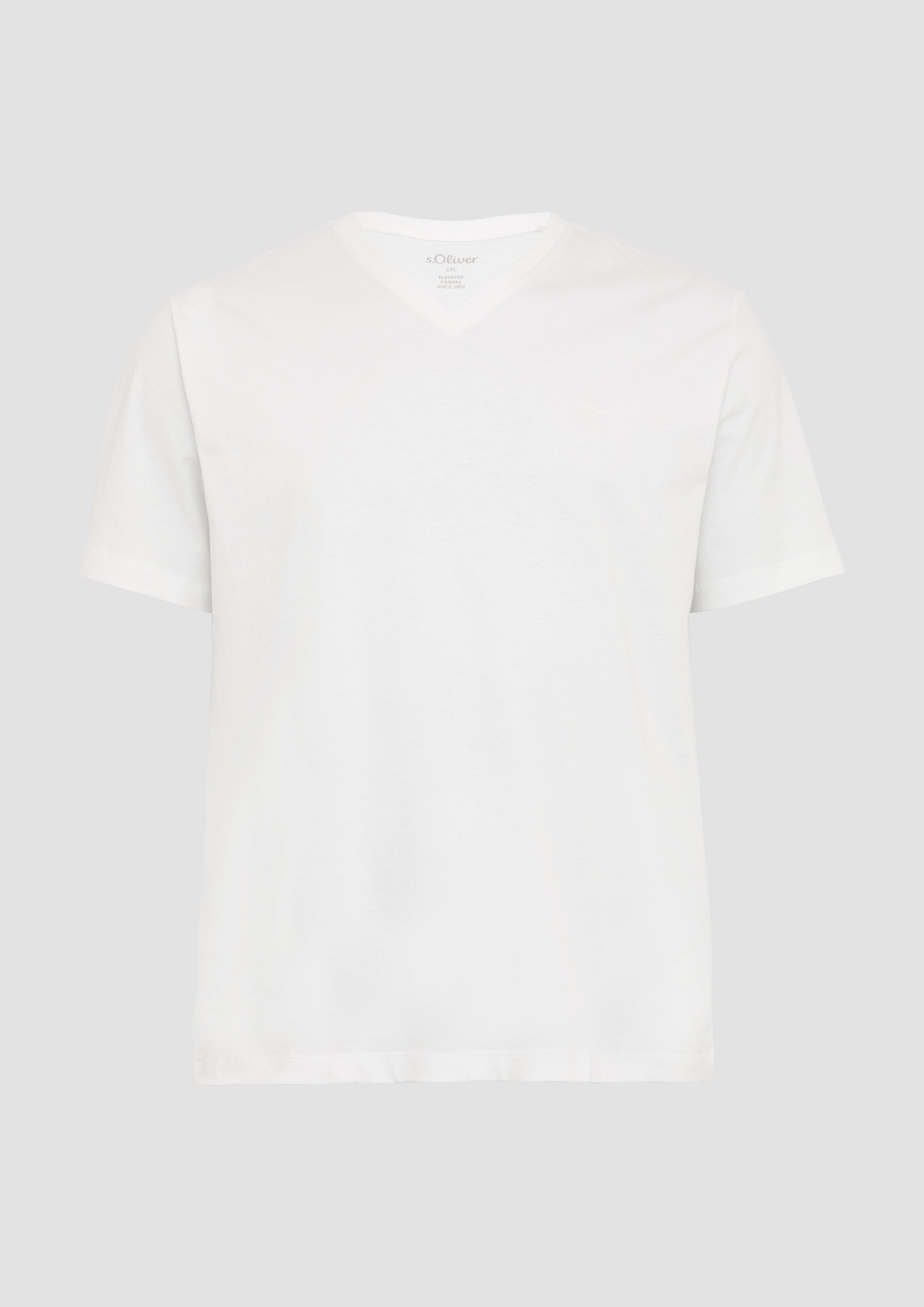 s.Oliver - T-Shirt mit V-Ausschnitt, Herren, weiß