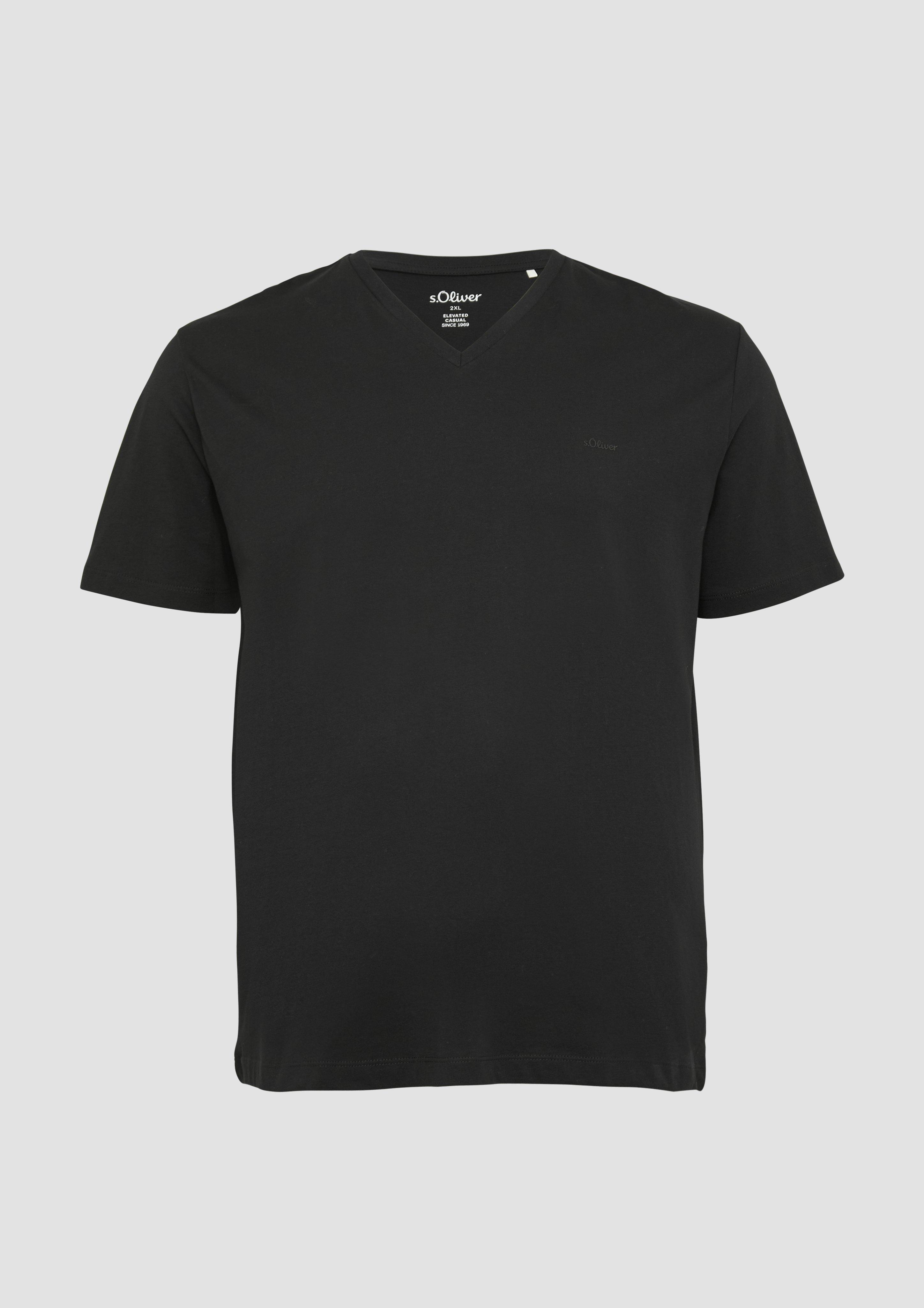 s.Oliver - T-Shirt mit V-Ausschnitt, Herren, schwarz