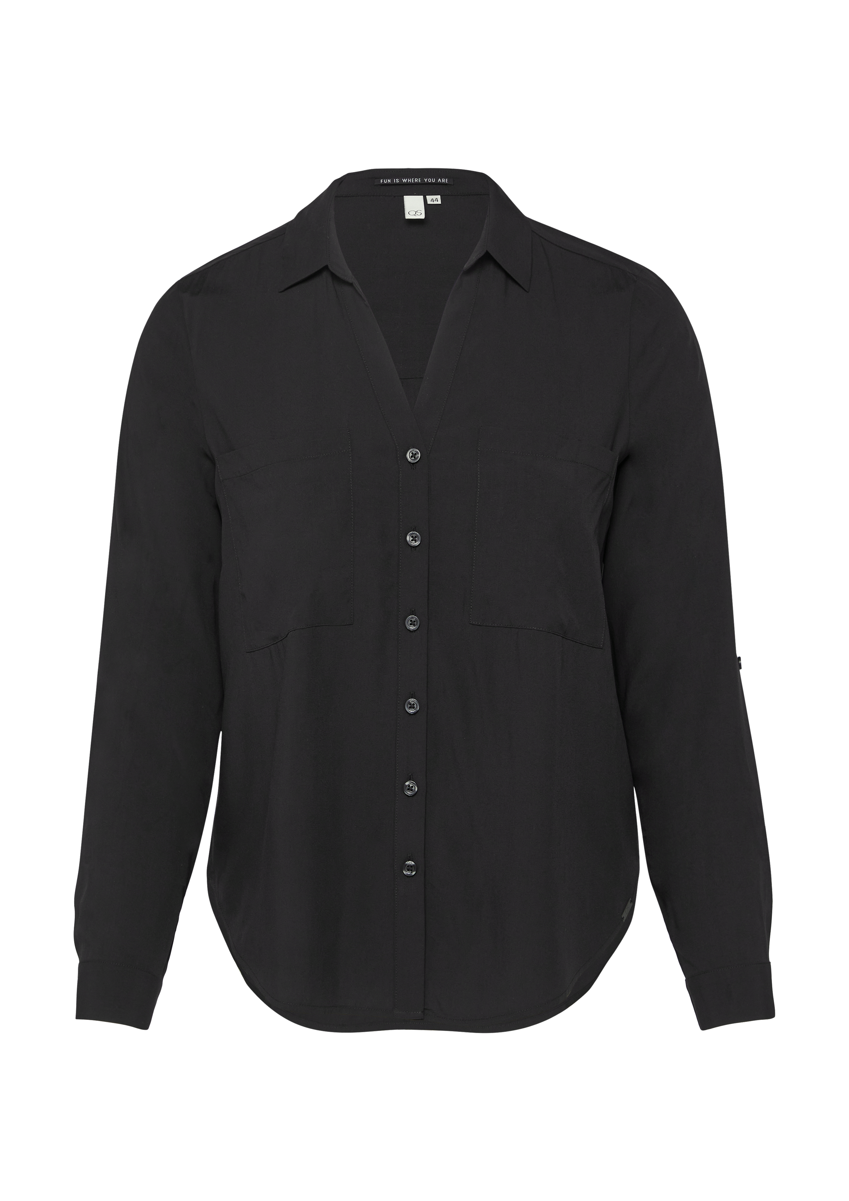 Qs Viskosebluse Mit Turn-up Und Aufgesetzten Taschen