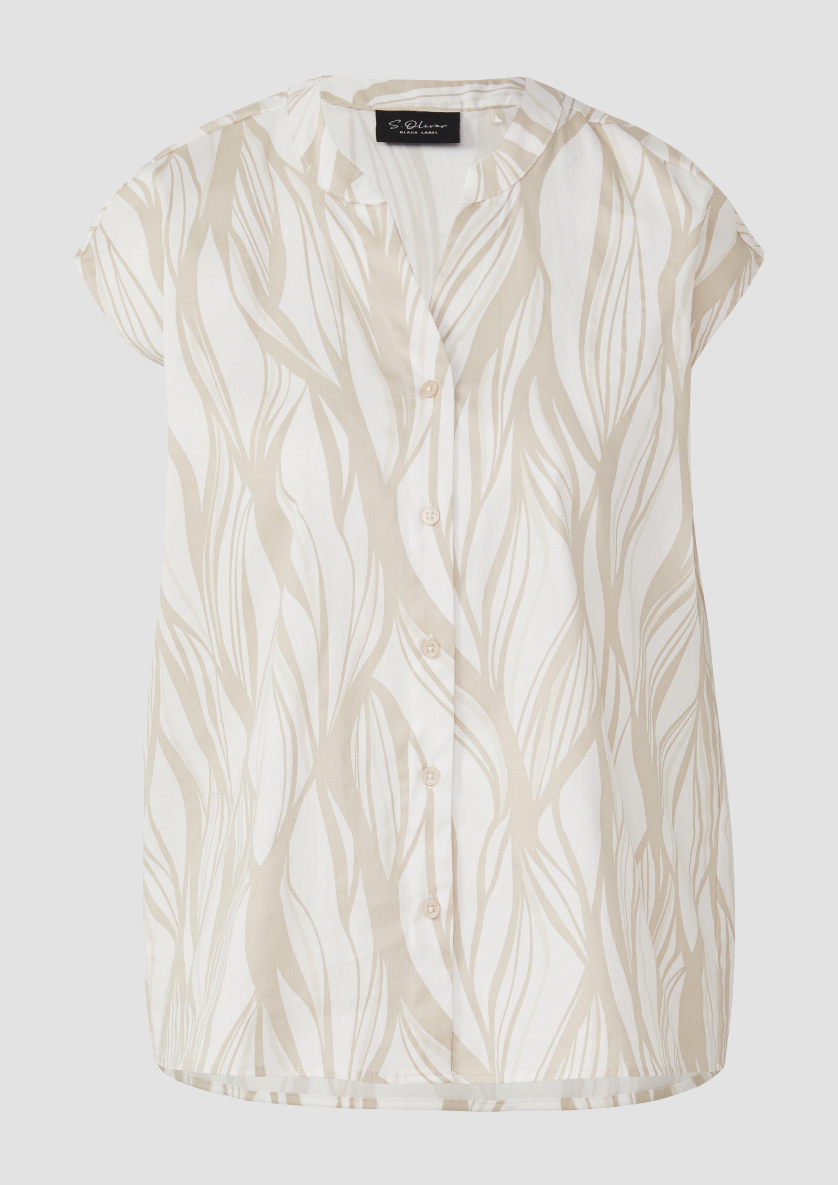 s.Oliver - Ärmellose Popeline-Bluse mit All-over-Print, Damen, beige|weiß