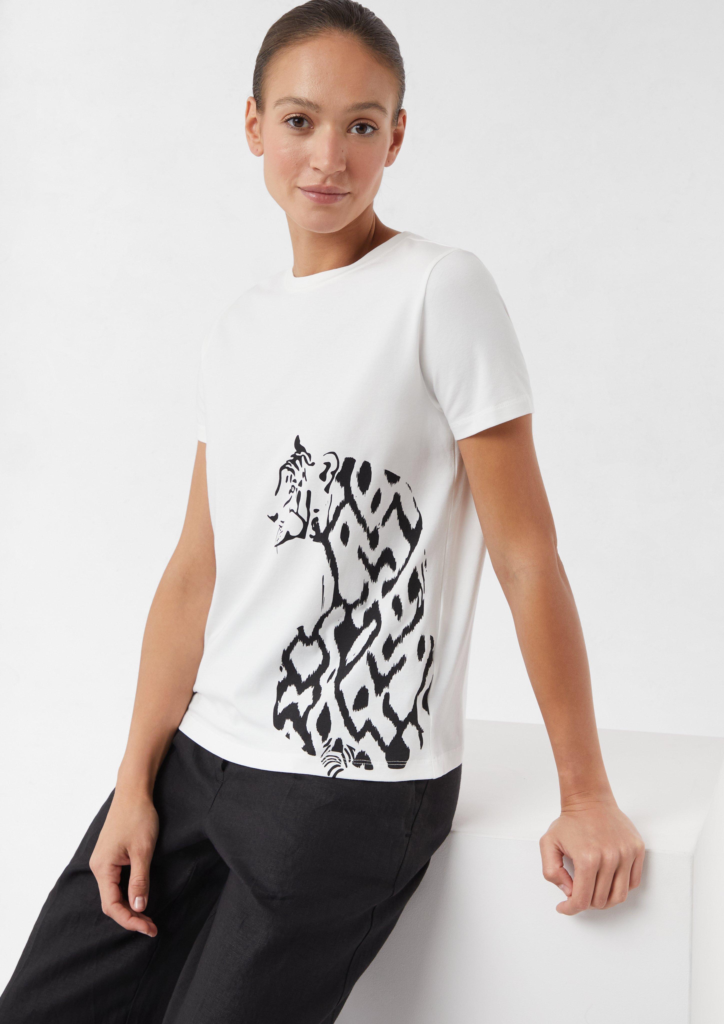 Cotton blend T-shirt with artwork - White | SCAYLE