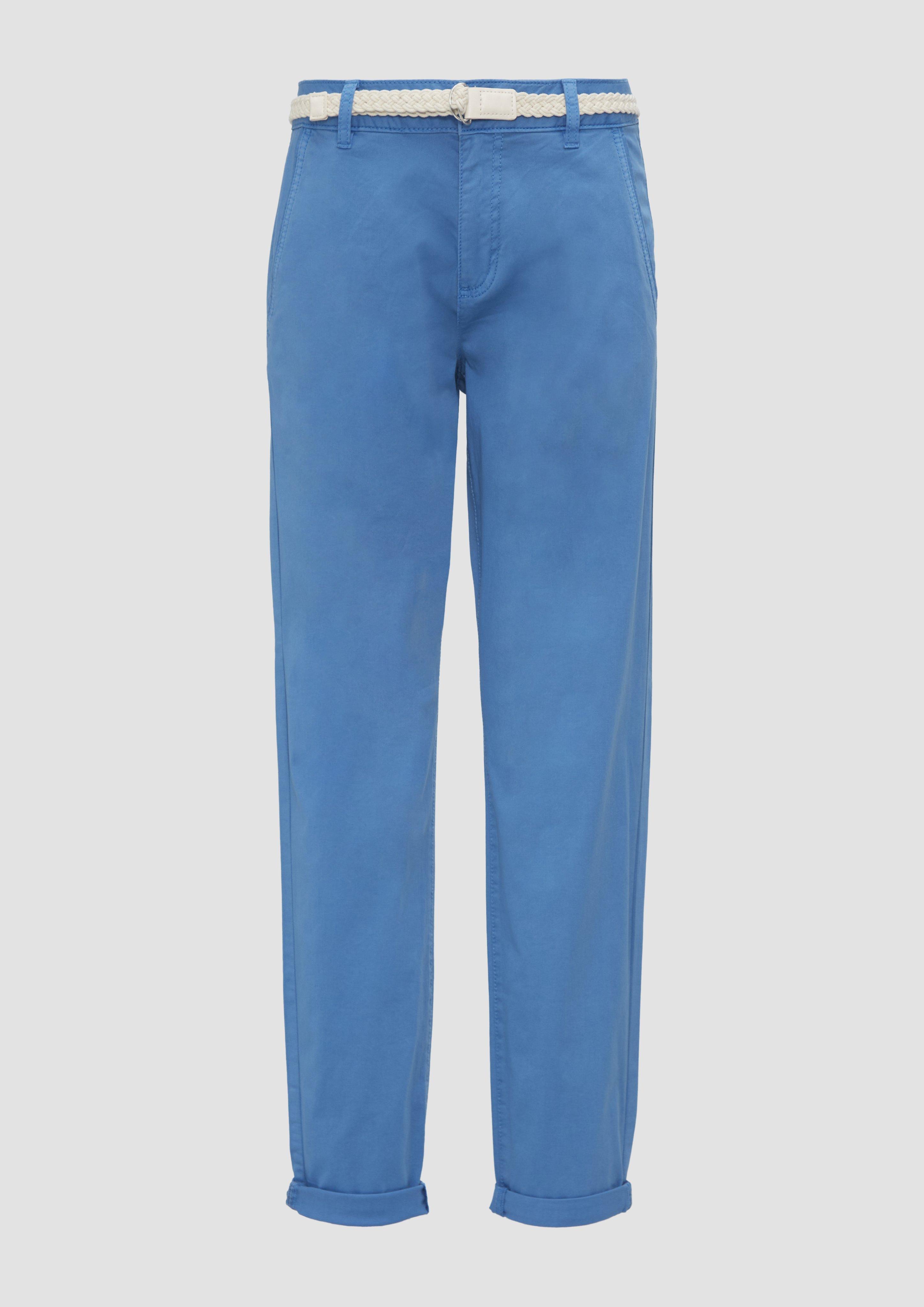 s.Oliver - Chino mit geflochtenem Gürtel und Garment Dye, Damen, blau