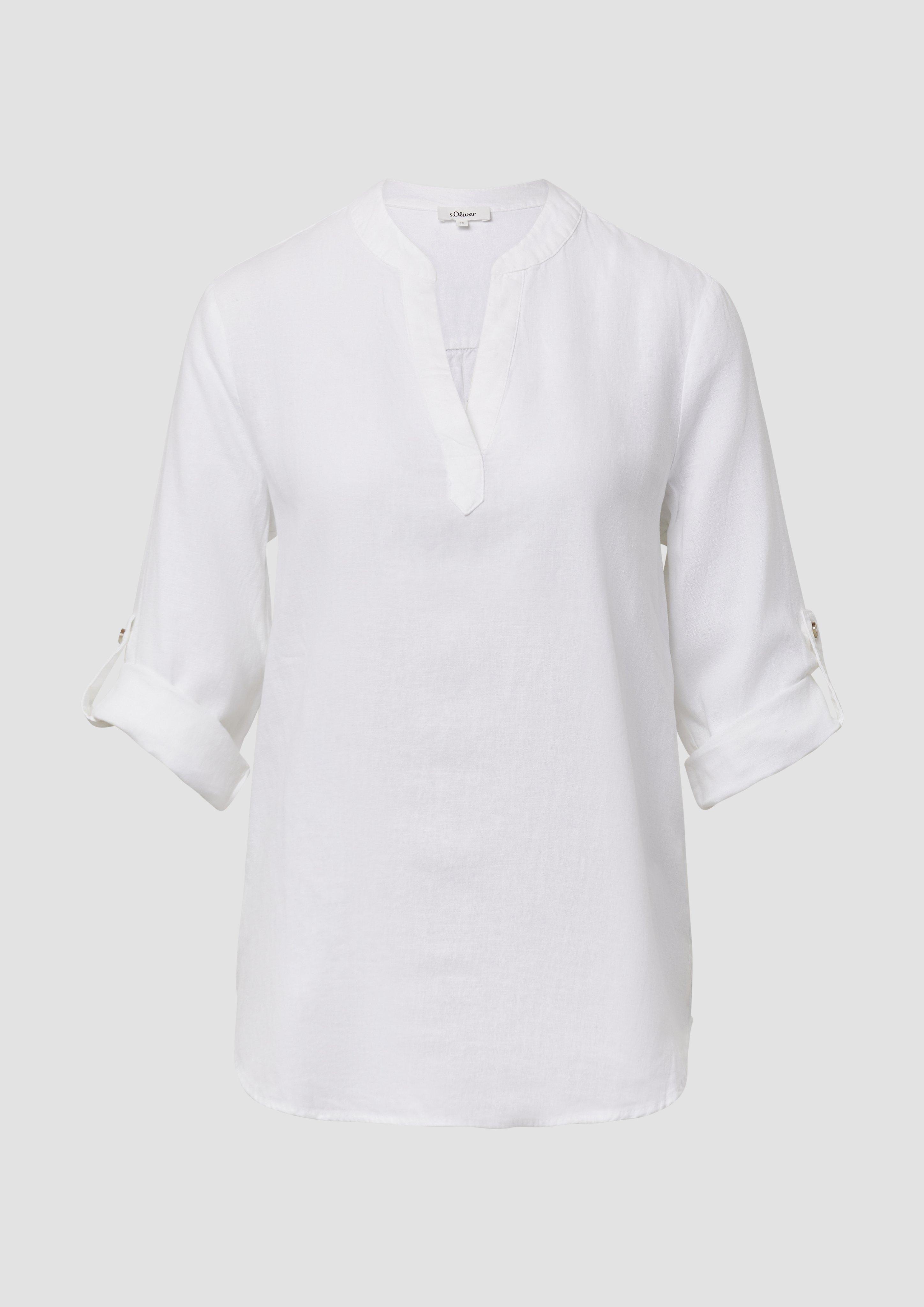 s.Oliver - Leinenmix-Bluse mit Turn-up, Damen, weiß