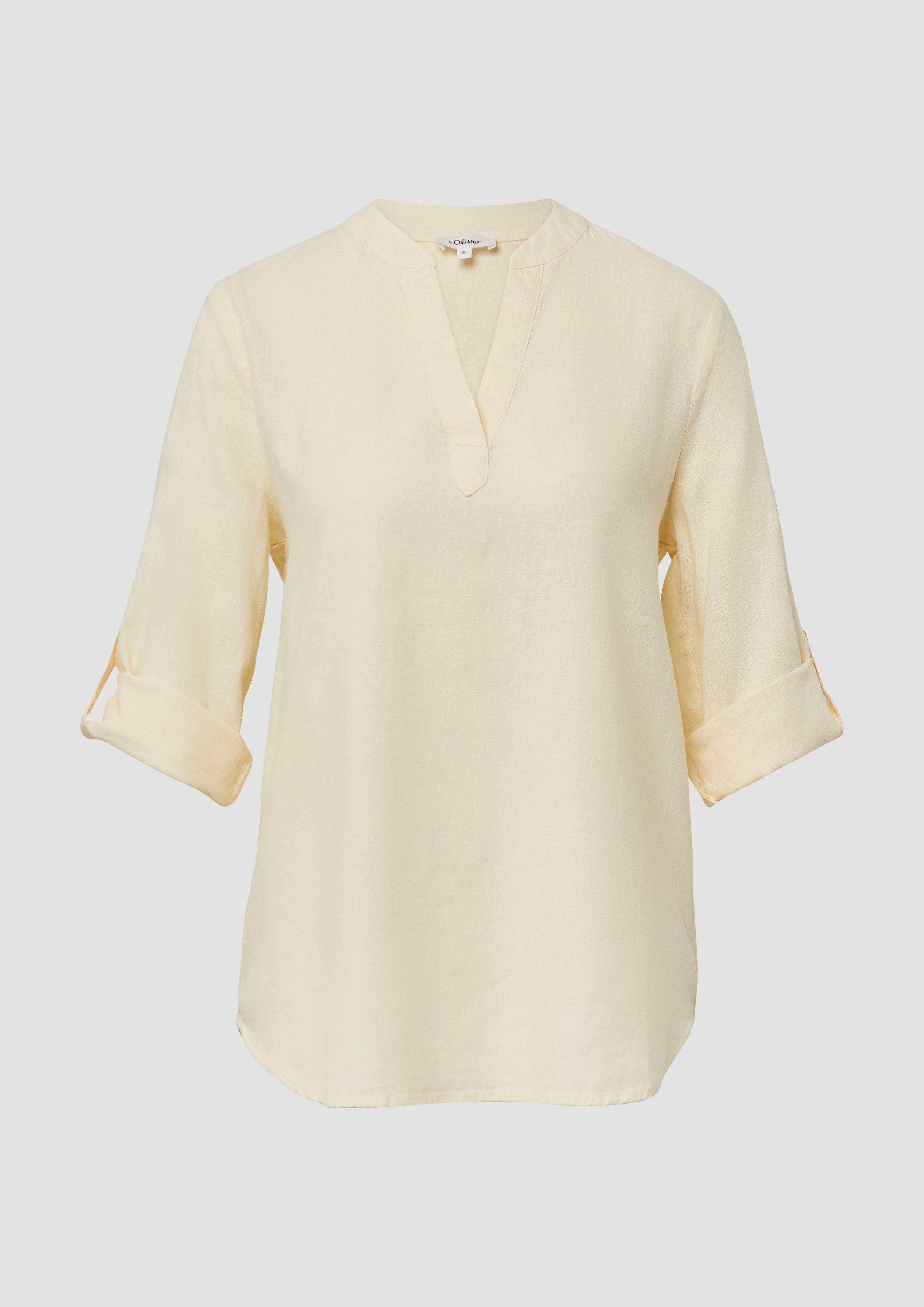 s.Oliver - Leinenmix-Bluse mit Turn-up, Damen, gelb