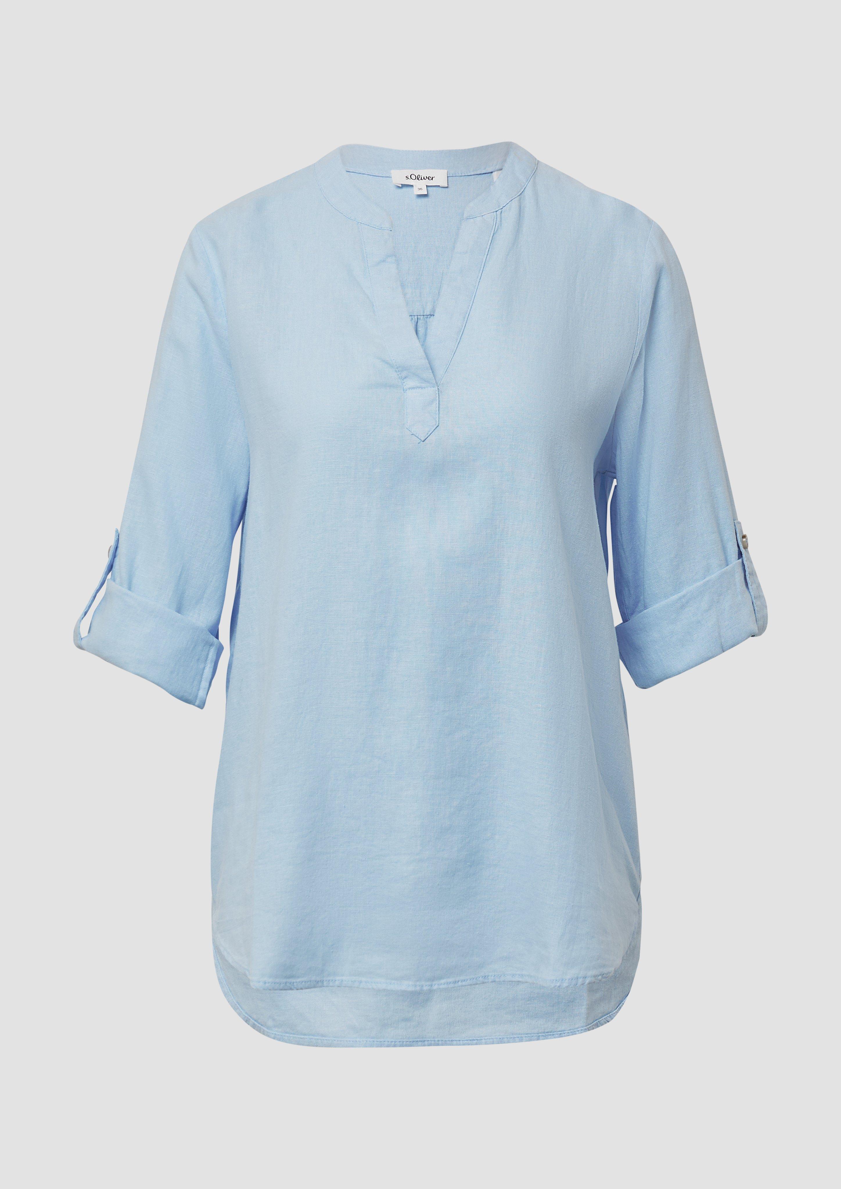 s.Oliver - Leinenmix-Bluse mit Turn-up, Damen, blau