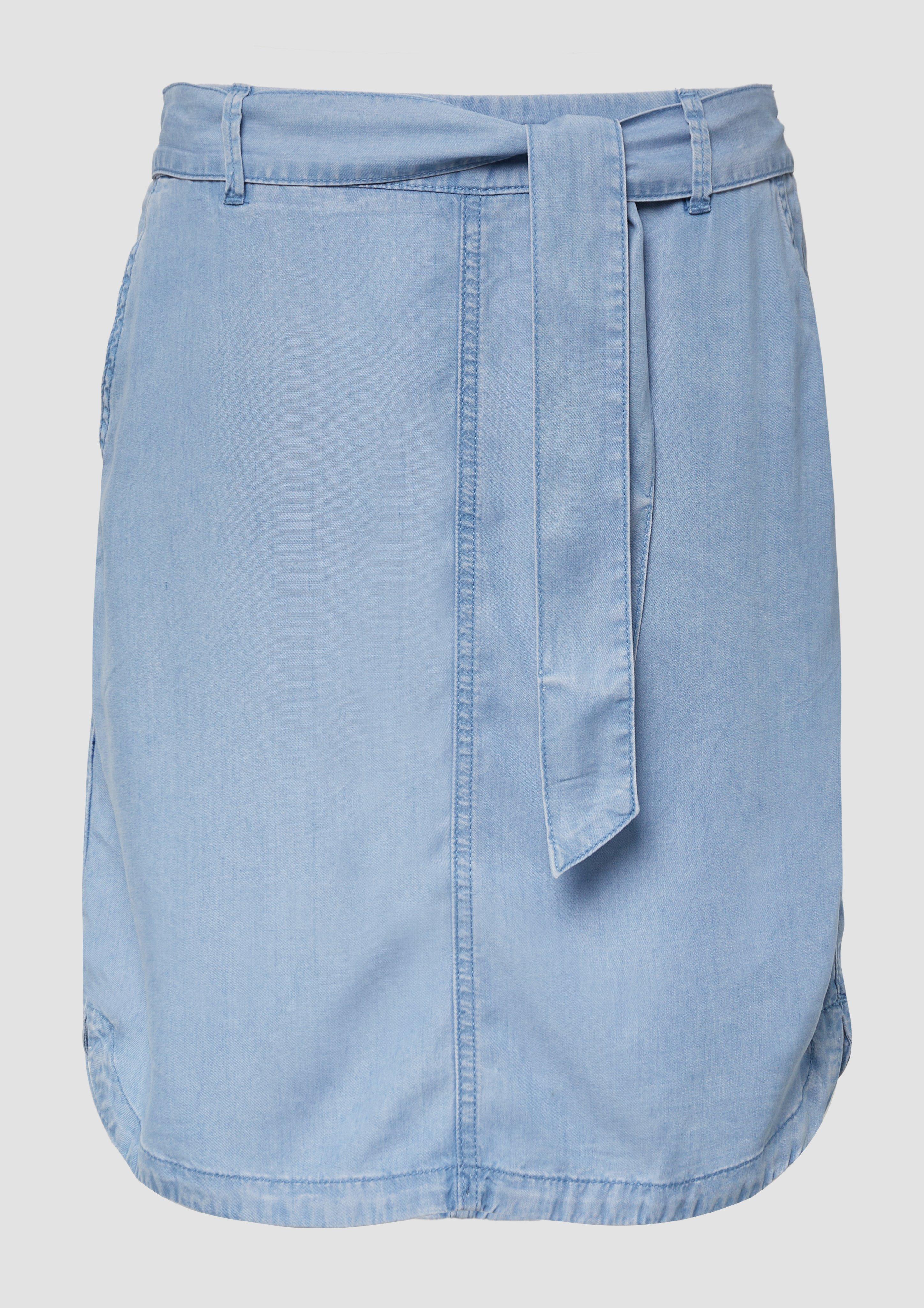 s.Oliver - Fließender Rock aus Lyocell in Denim-Optik, Damen, blau