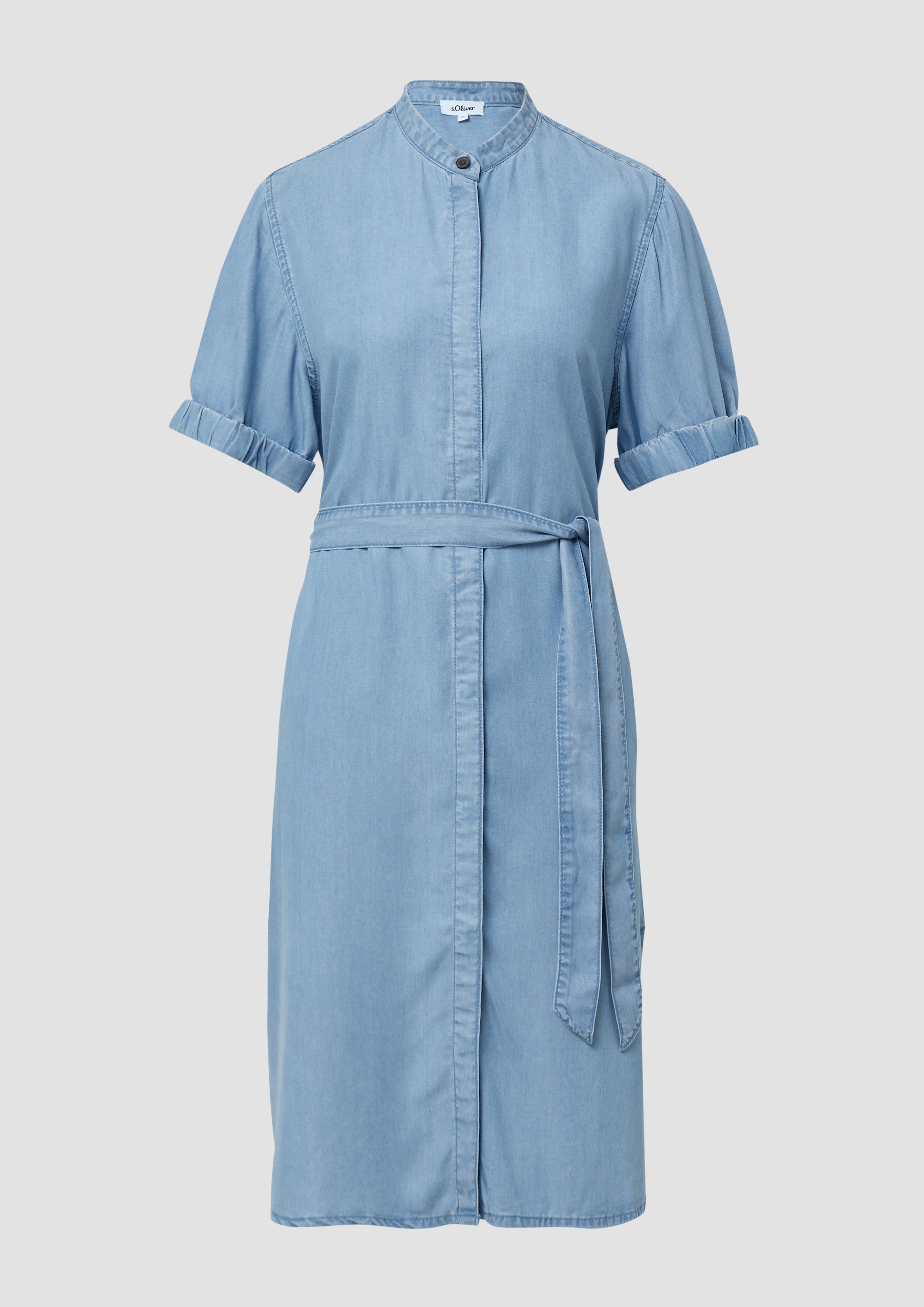 s.Oliver - Kleid aus Lyocell mit Stehkragen und Gürtel, Damen, blau