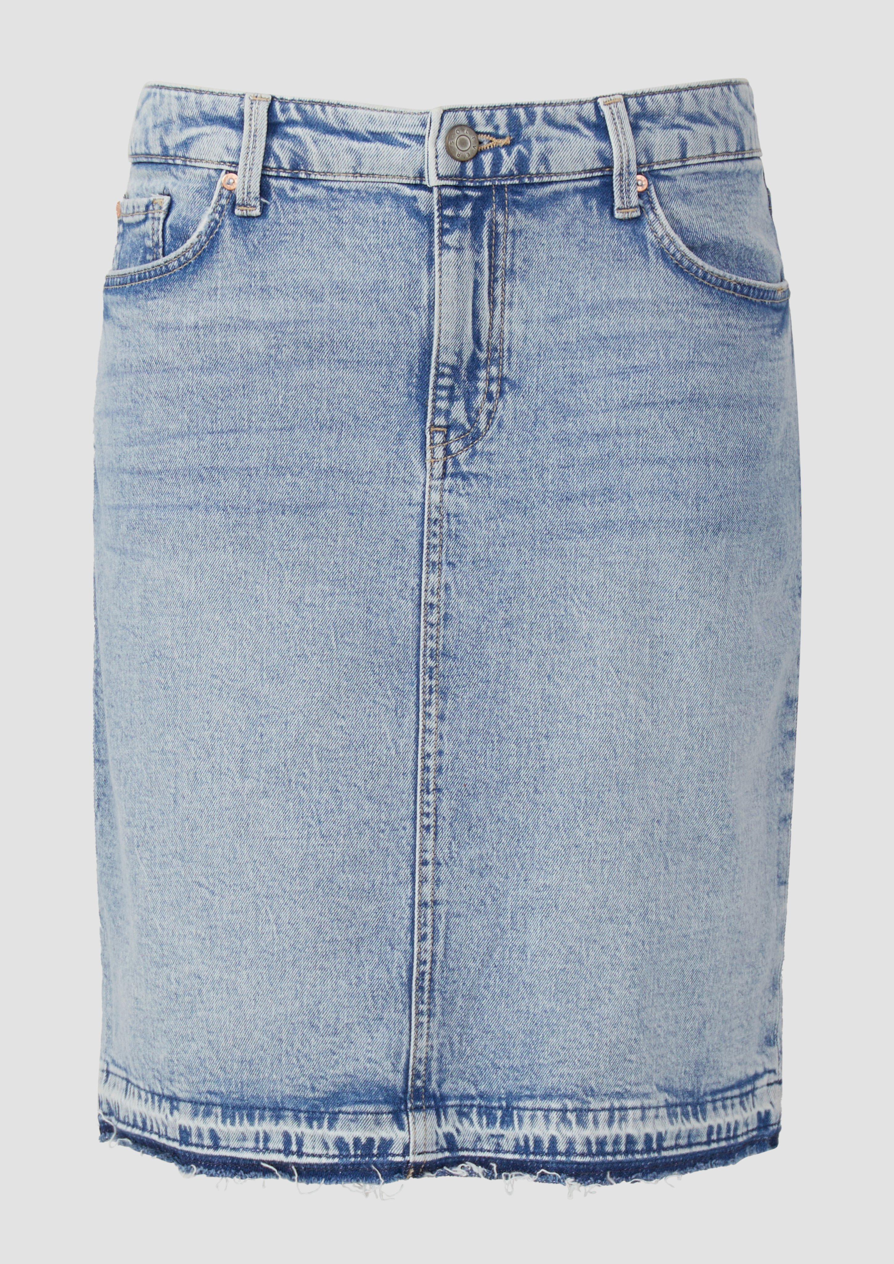 s.Oliver - Kurzer Jeansrock mit offenem Saum, Damen, blau